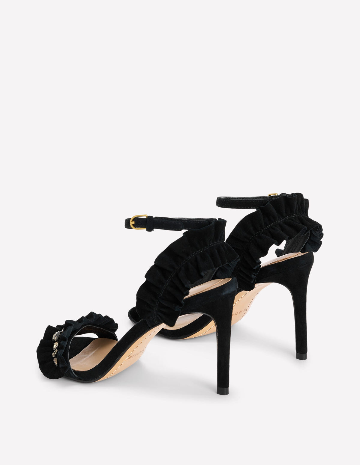 Pleat Detail Heeled Sandals-Black - Image 5