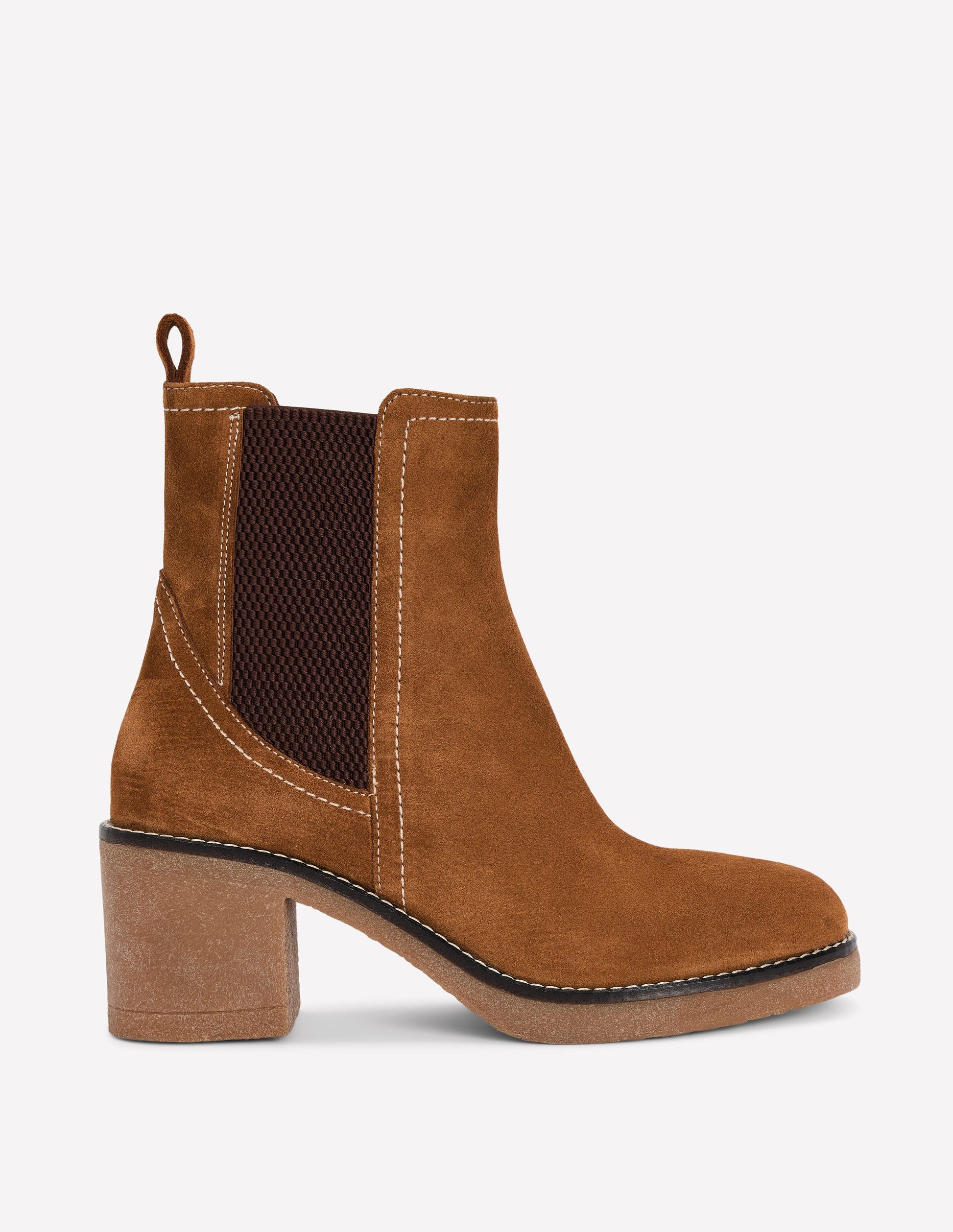 Heeled Crepe Chelsea Boots-Golden Brown-1