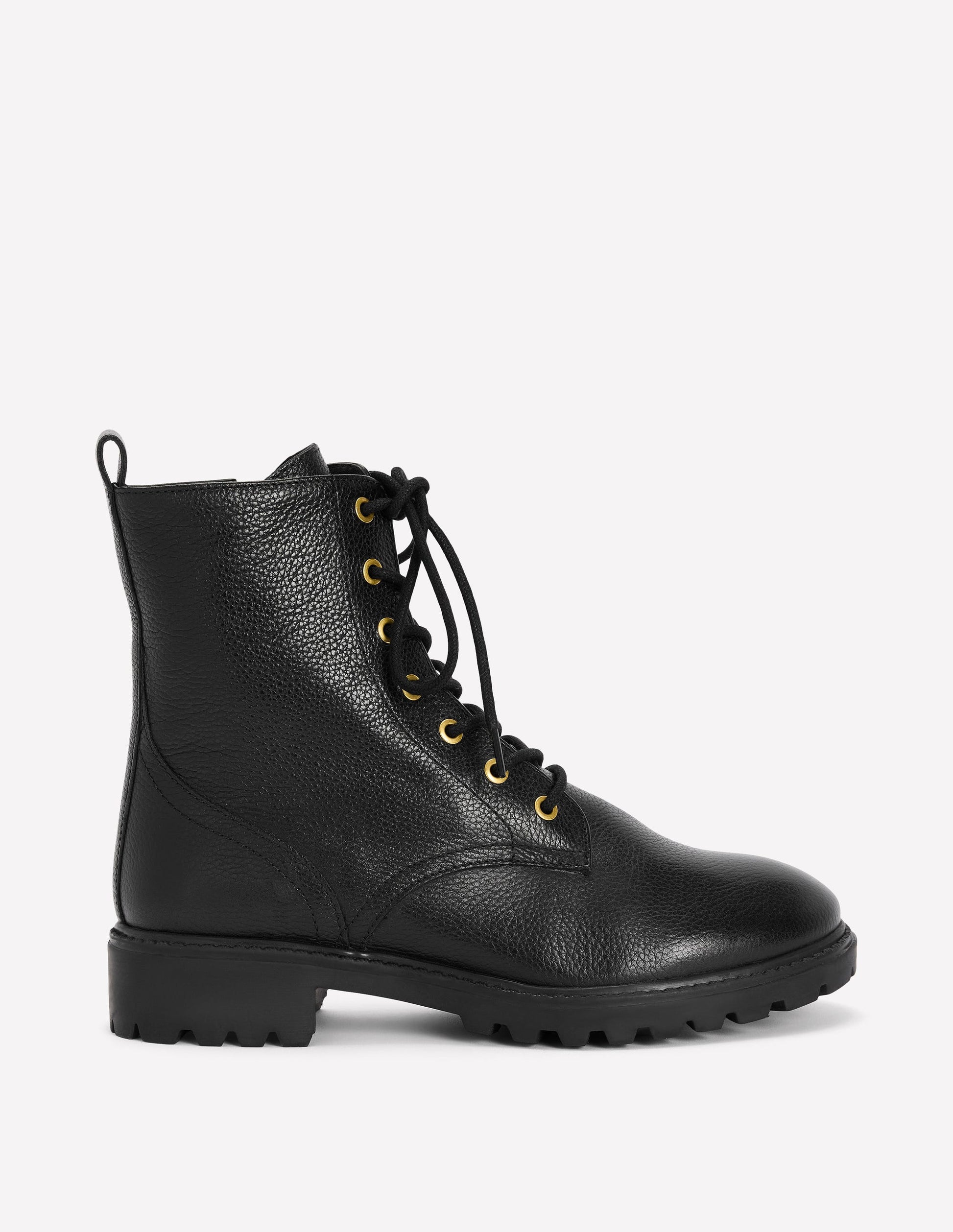 Alex Lace Up Ankle Boots-Black Tumbled Leather-1