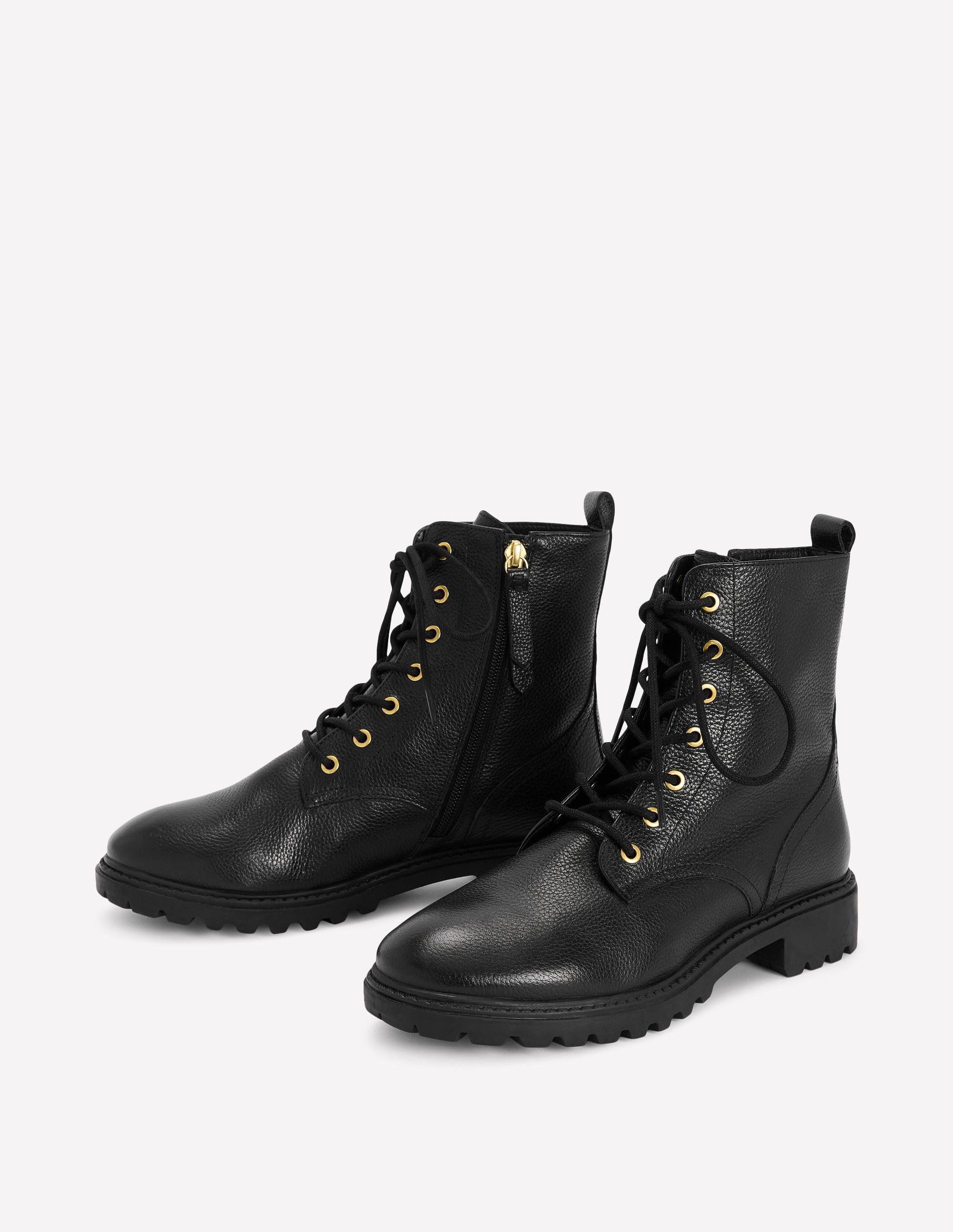 Alex Lace Up Ankle Boots-Black Tumbled Leather - Image 4