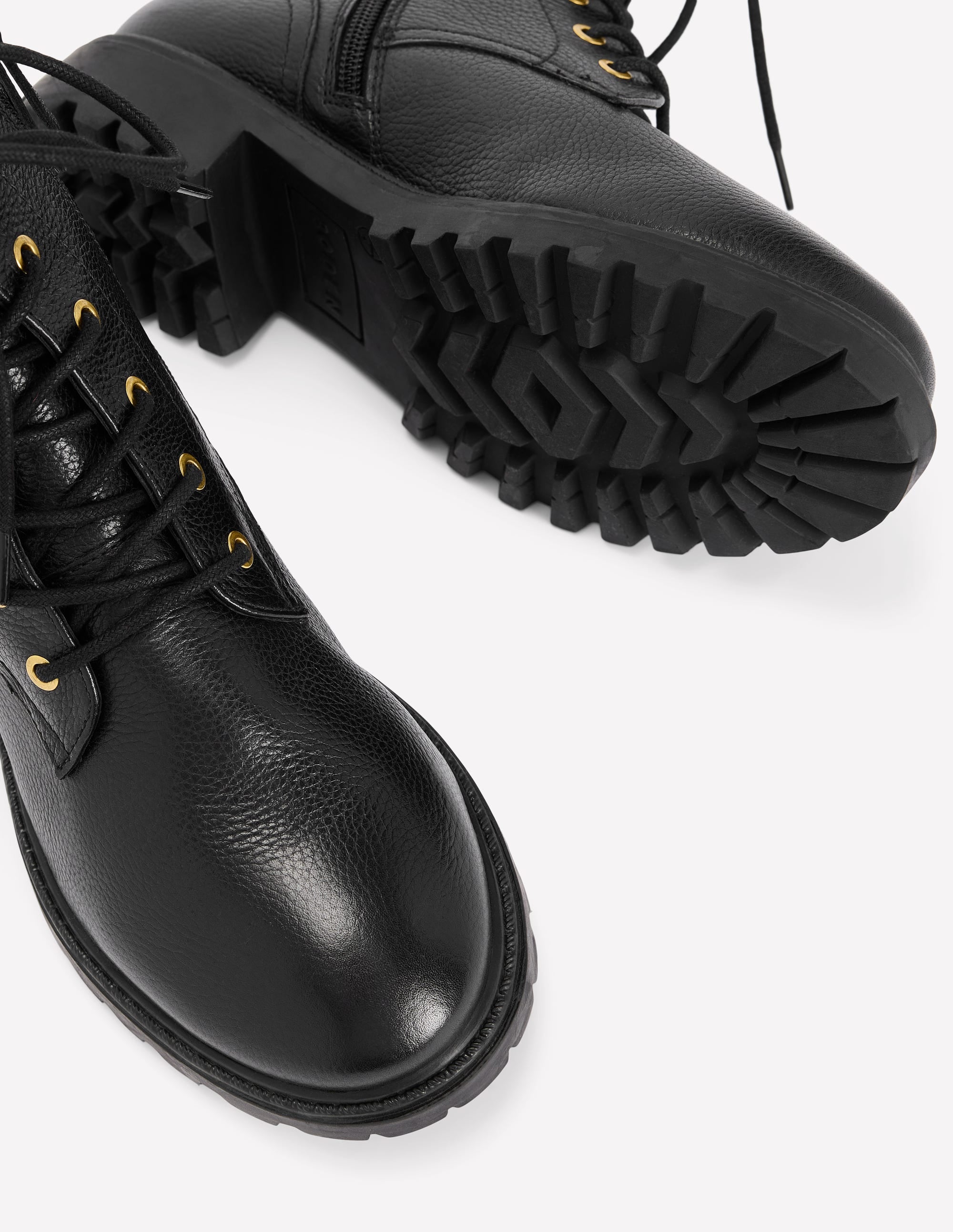 Alex Lace Up Ankle Boots-Black Tumbled Leather - Image 5