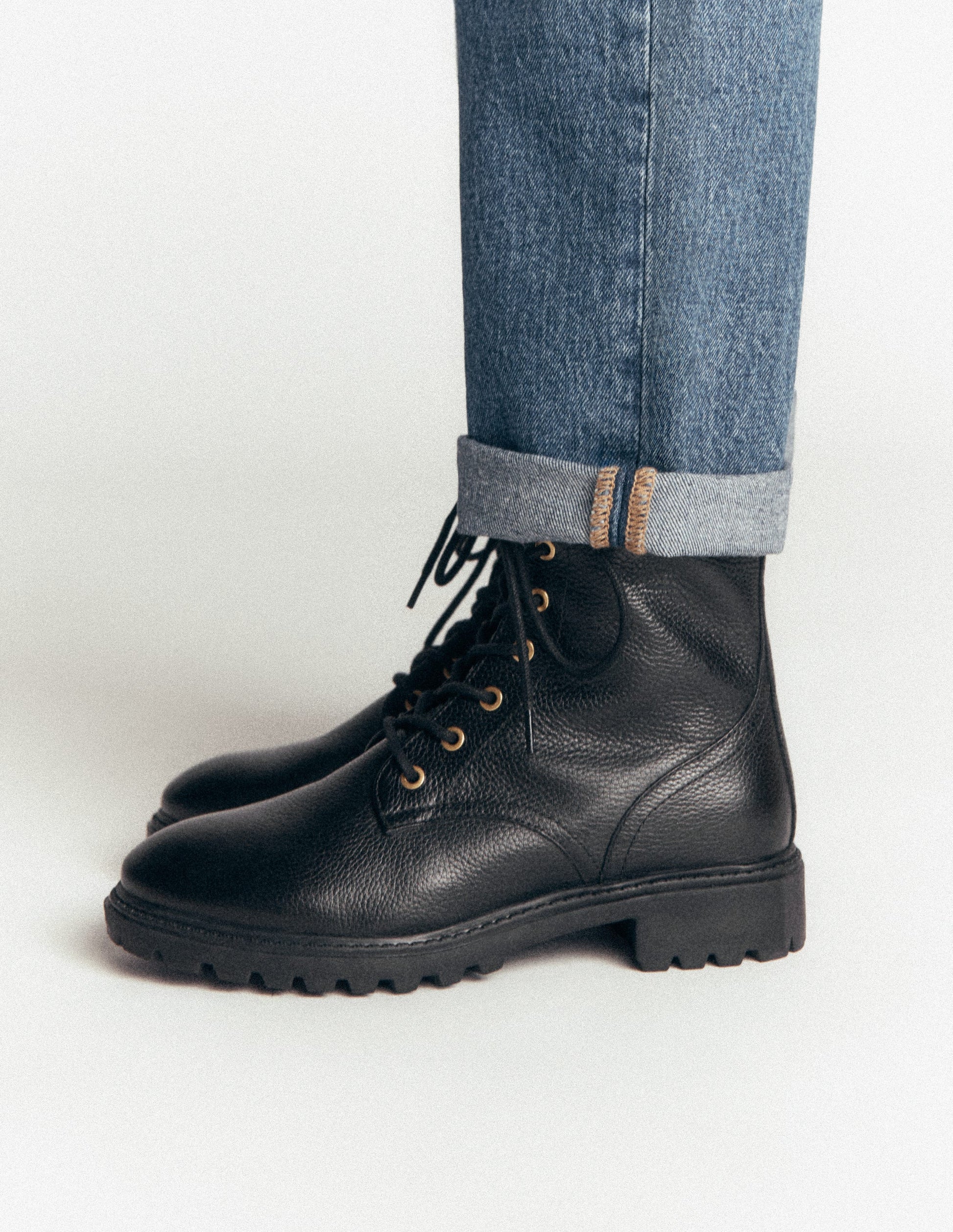 Alex Lace Up Ankle Boots-Black Tumbled Leather-2