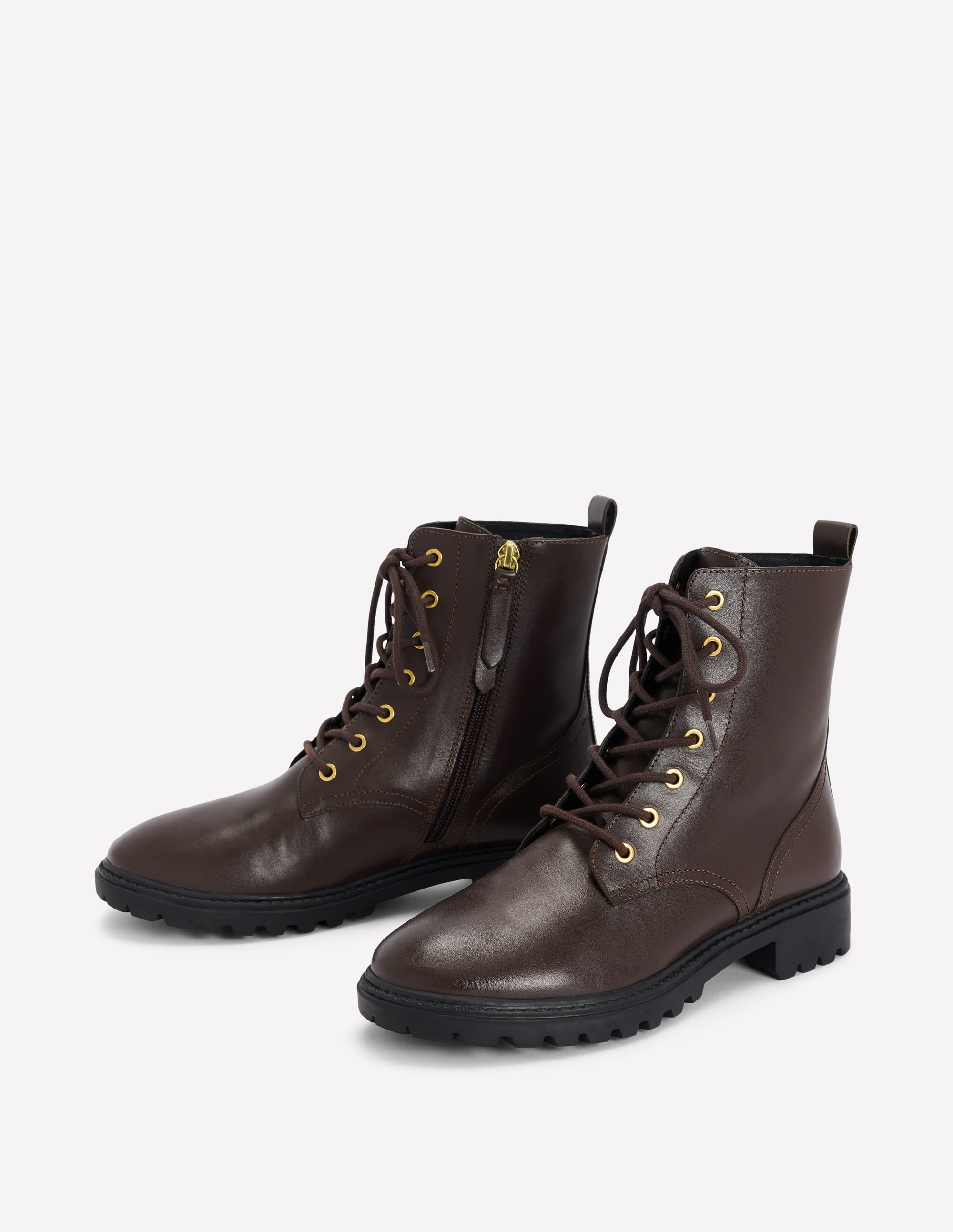 Alex Lace Up Ankle Boots-Chocolate - Image 3
