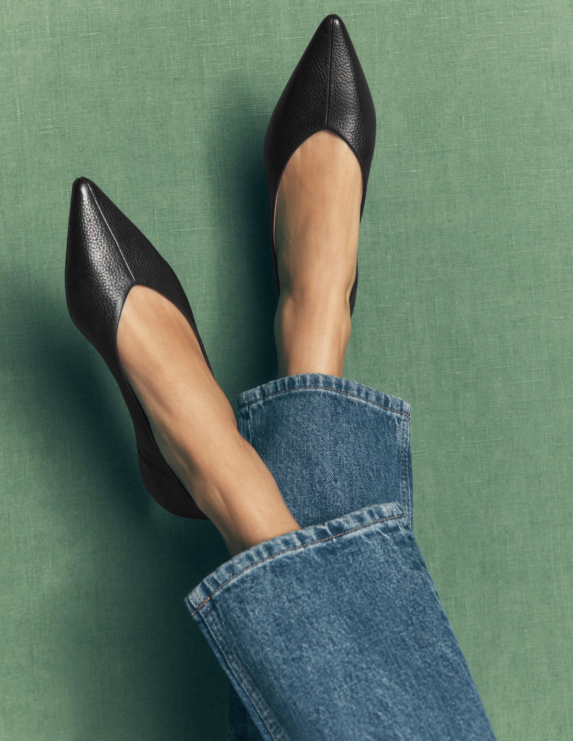 Nigella Pointed Toe Flats-Black-2
