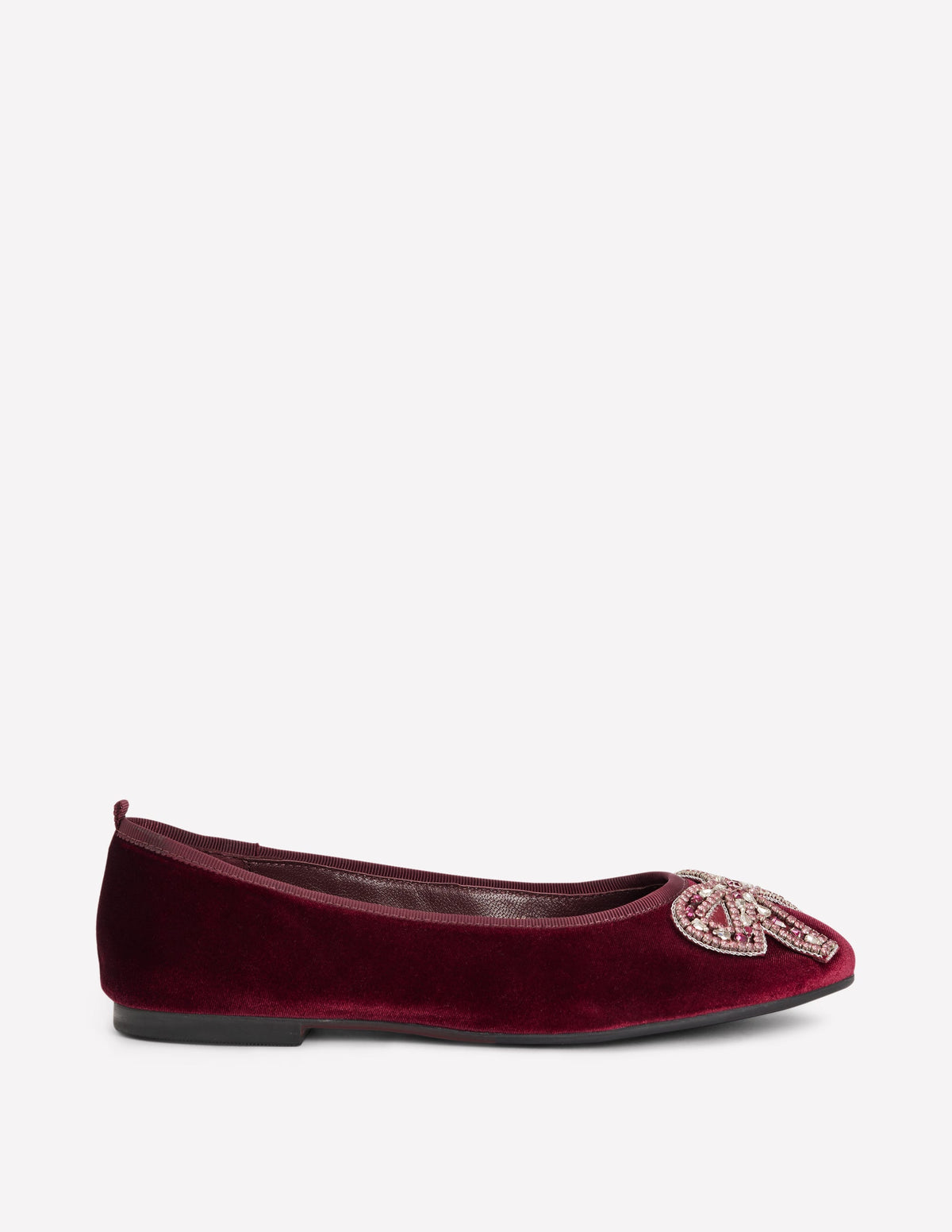 Patti Round Toe Ballet Flats-Dark Burgundy Bow - Image 1