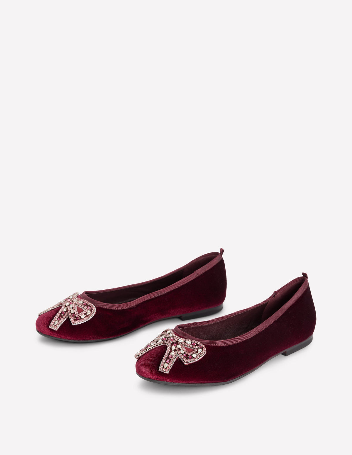 Patti Round Toe Ballet Flats-Dark Burgundy Bow - Image 3