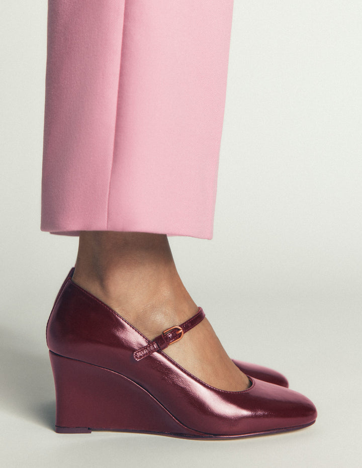 Wedge Mary Janes-Oxblood
