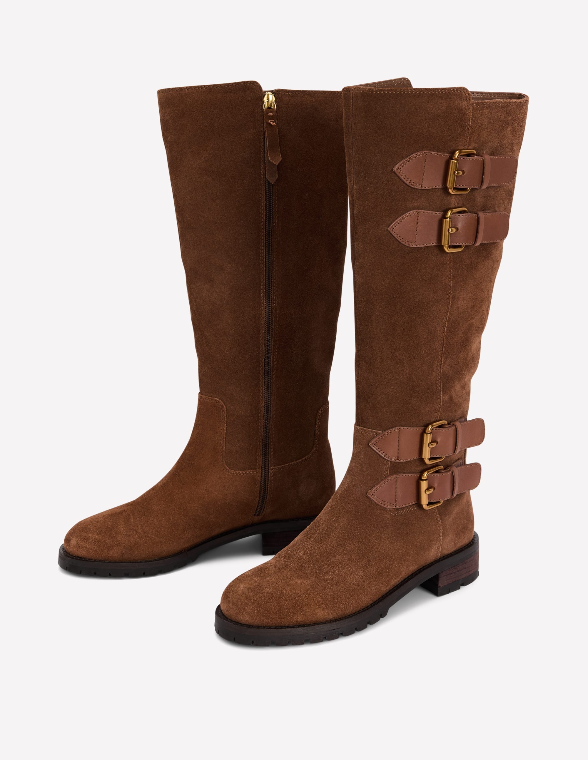 Multi Buckle Knee Boots-Tan - Image 3