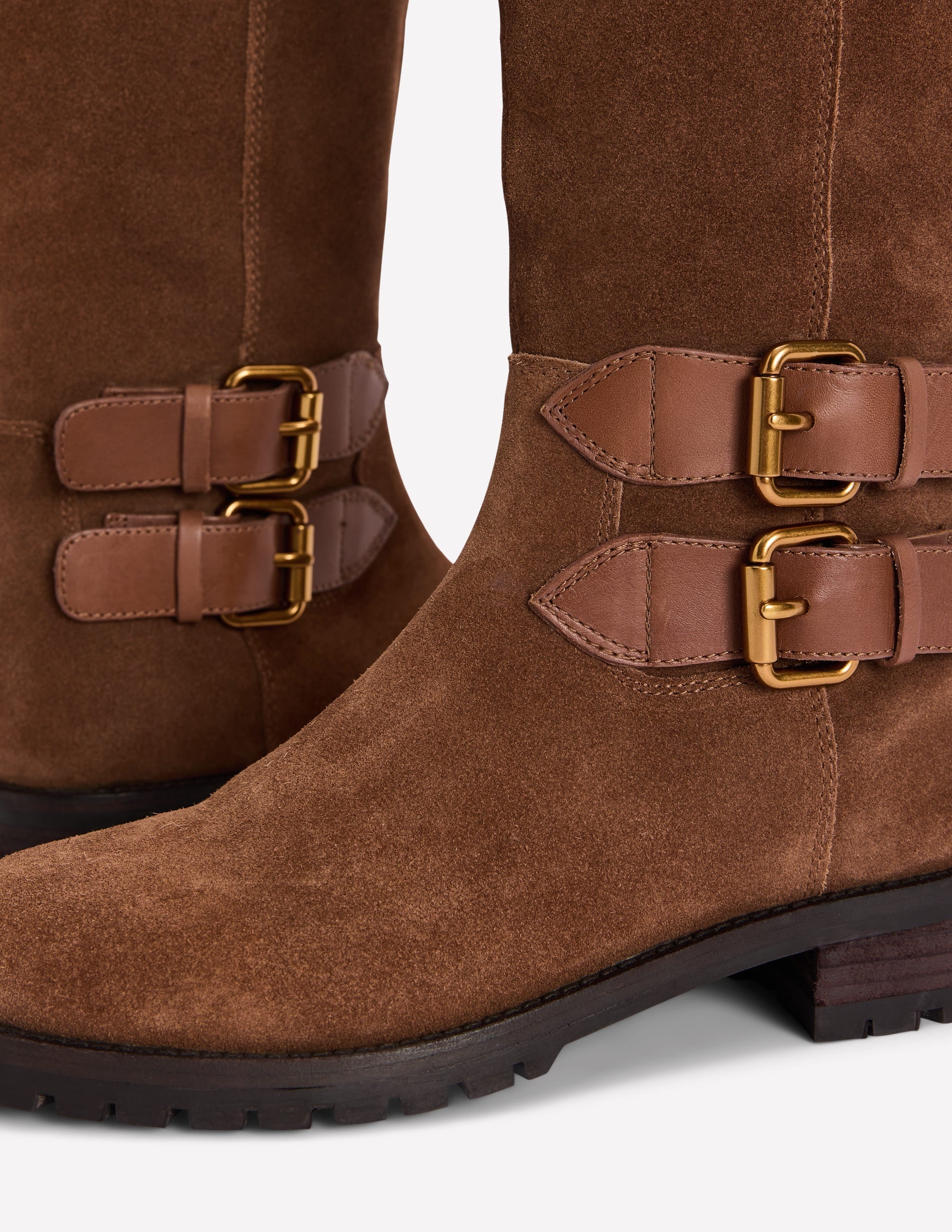 Multi Buckle Knee Boots-Tan - Image 4