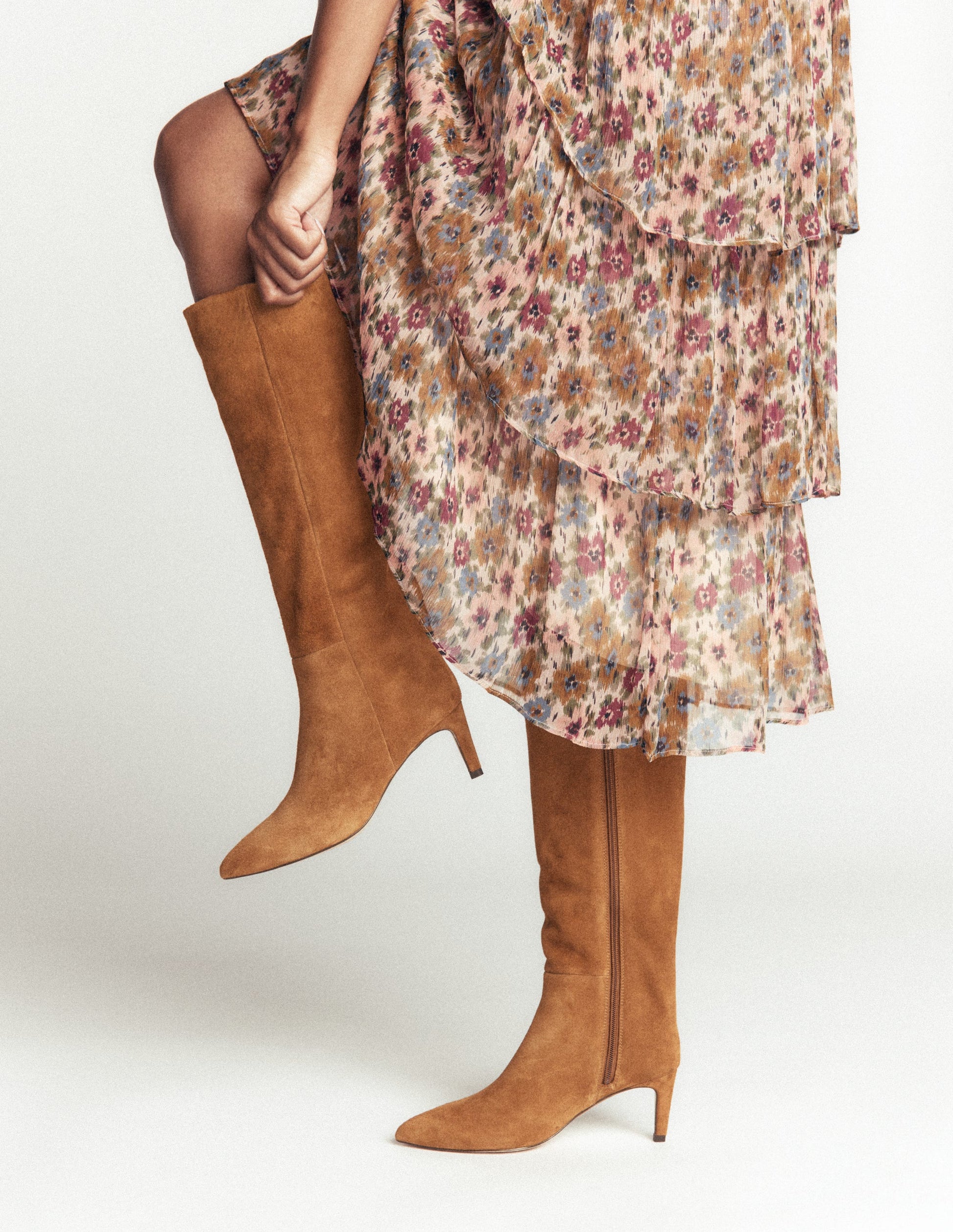 Straight Leg Heeled Boots-Golden Brown-2