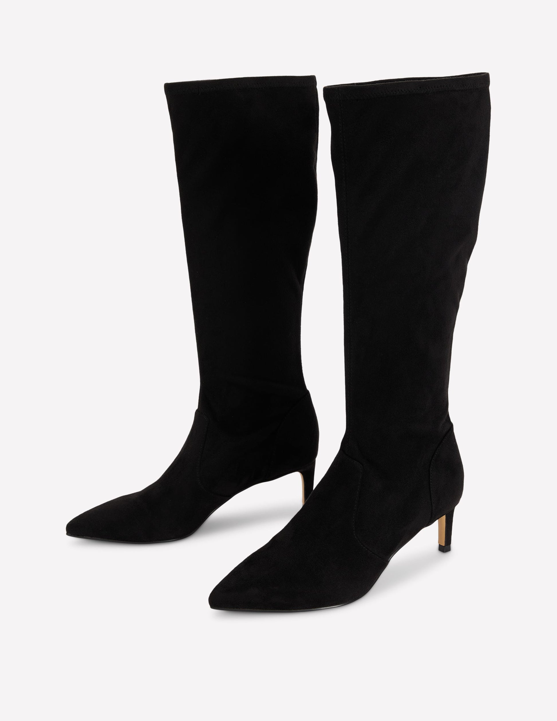 Stretch Kitten Heel Boots-Black-3