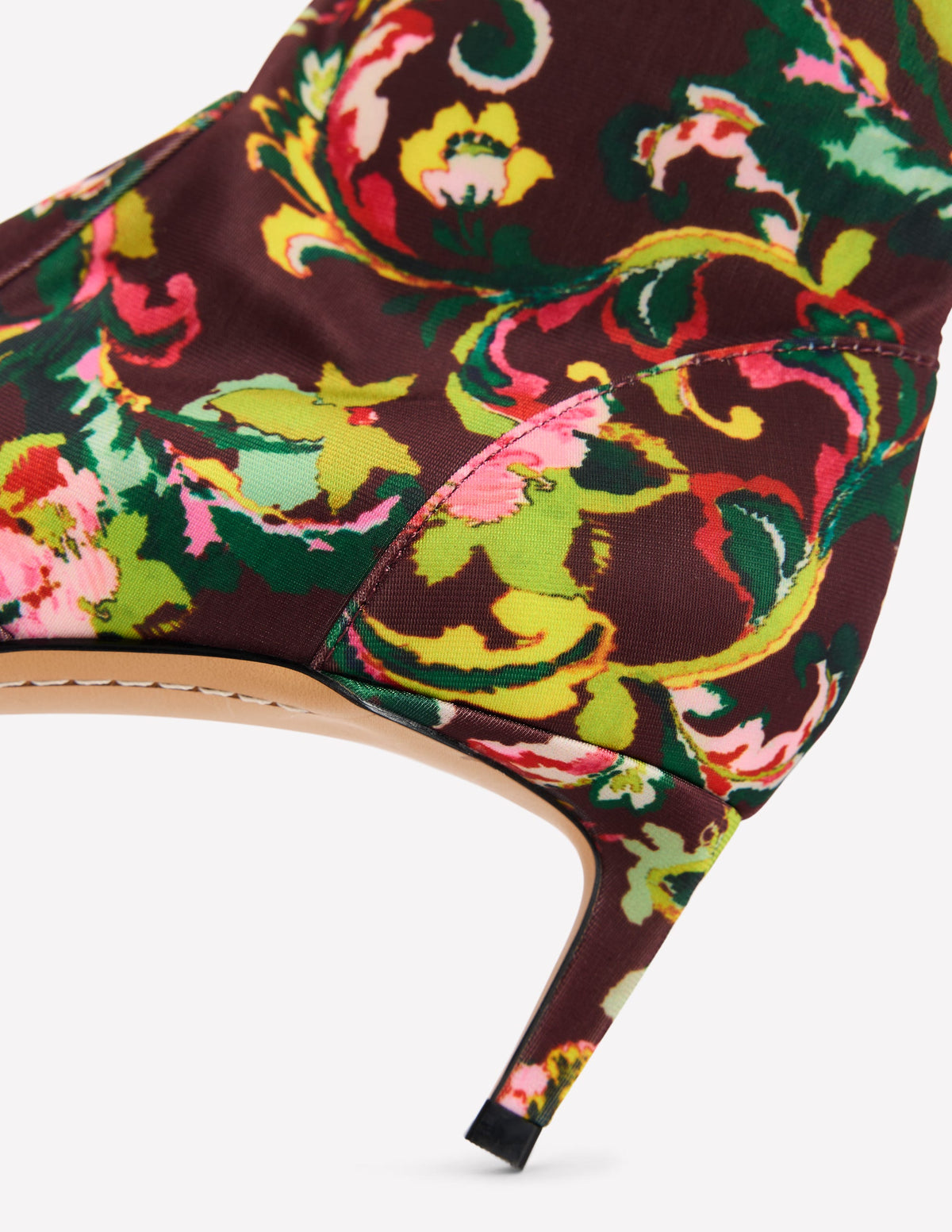 Stretch Kitten Heel Boots-Floral Print - Image 5