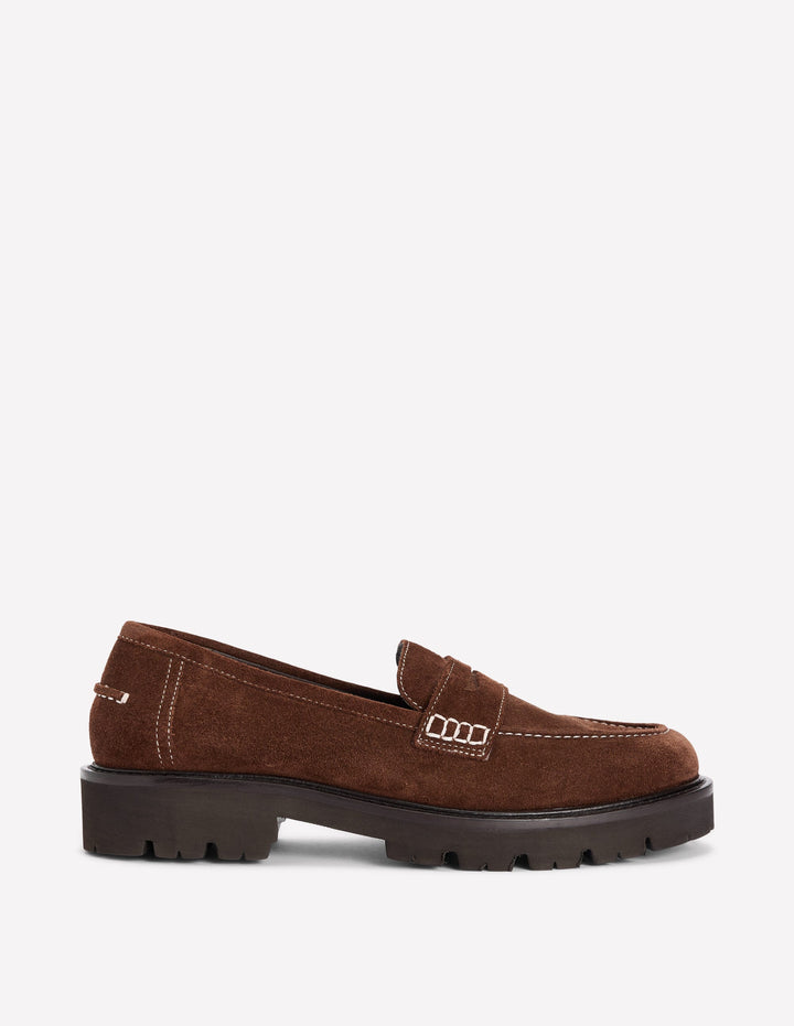 Chunky Cleated Sole Loafers-Raw Umber
