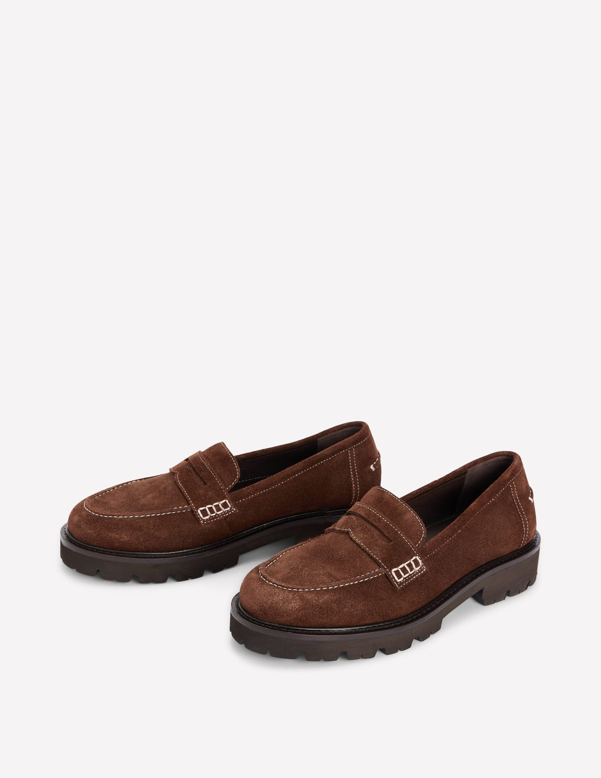Chunky Cleated Sole Loafers-Chocolate Suede-3