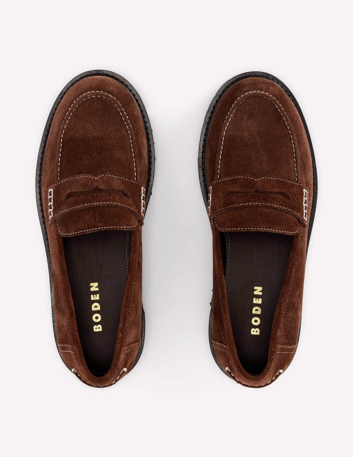 Chunky Cleated Sole Loafers-Chocolate Suede - Image 5