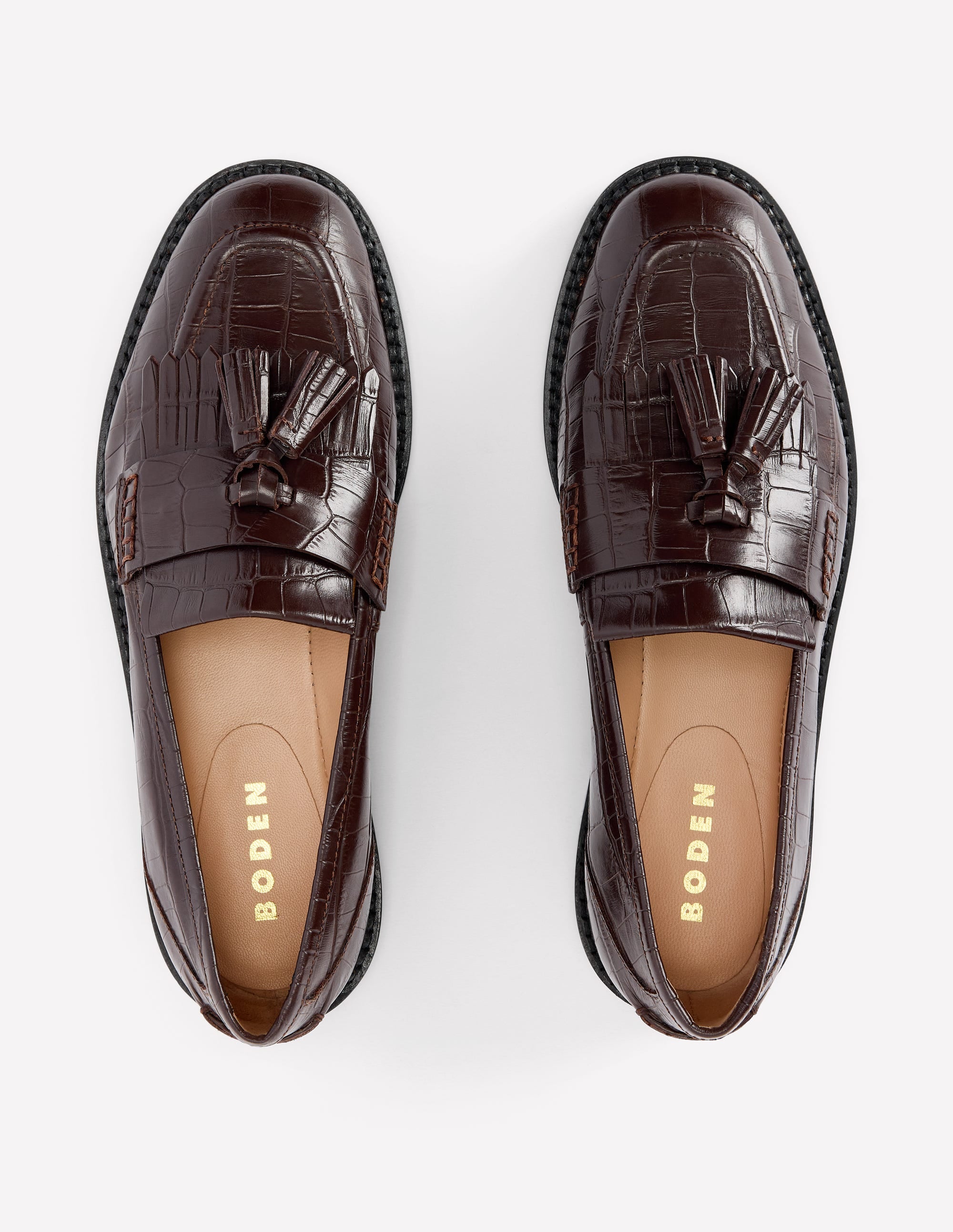 Nya Ghillie Flat Loafers-Chocolate Croc Embossed - Image 5