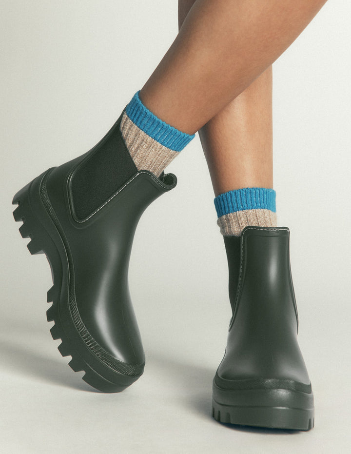 Chunky Chelsea Wellie Boots-Khaki