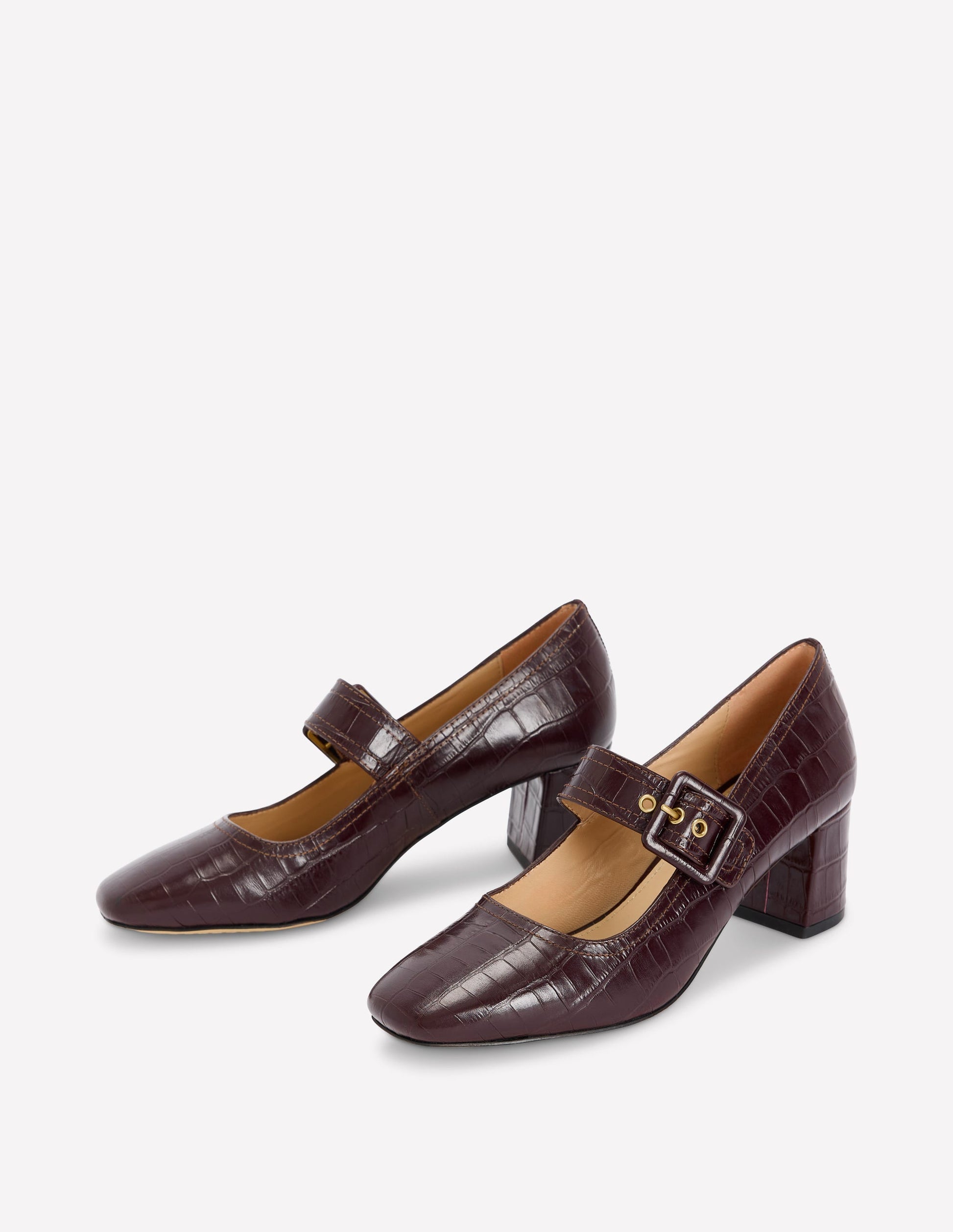 Buckle Strap Block Heels-Oxblood-3