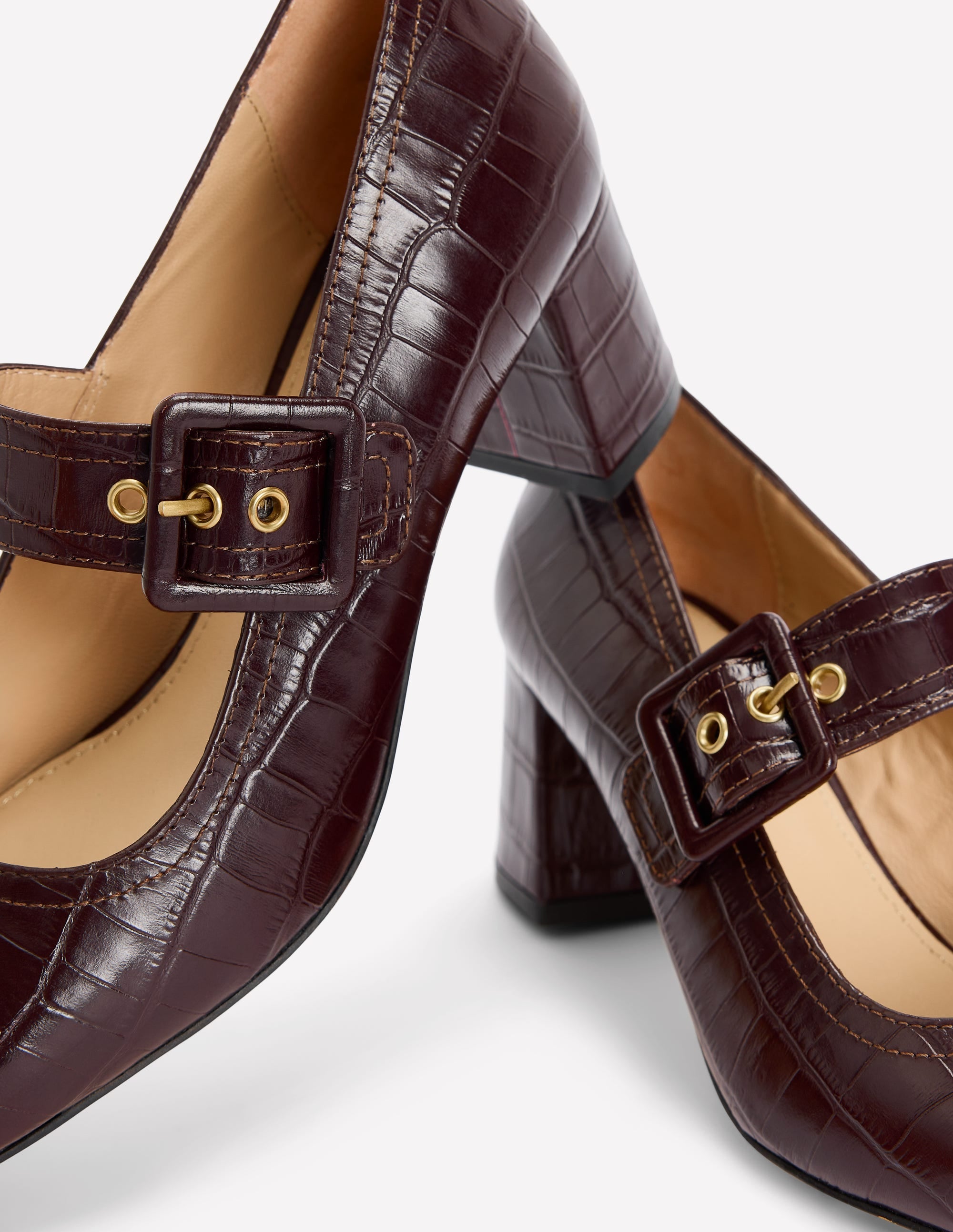 Buckle Strap Block Heels-Oxblood - Image 4