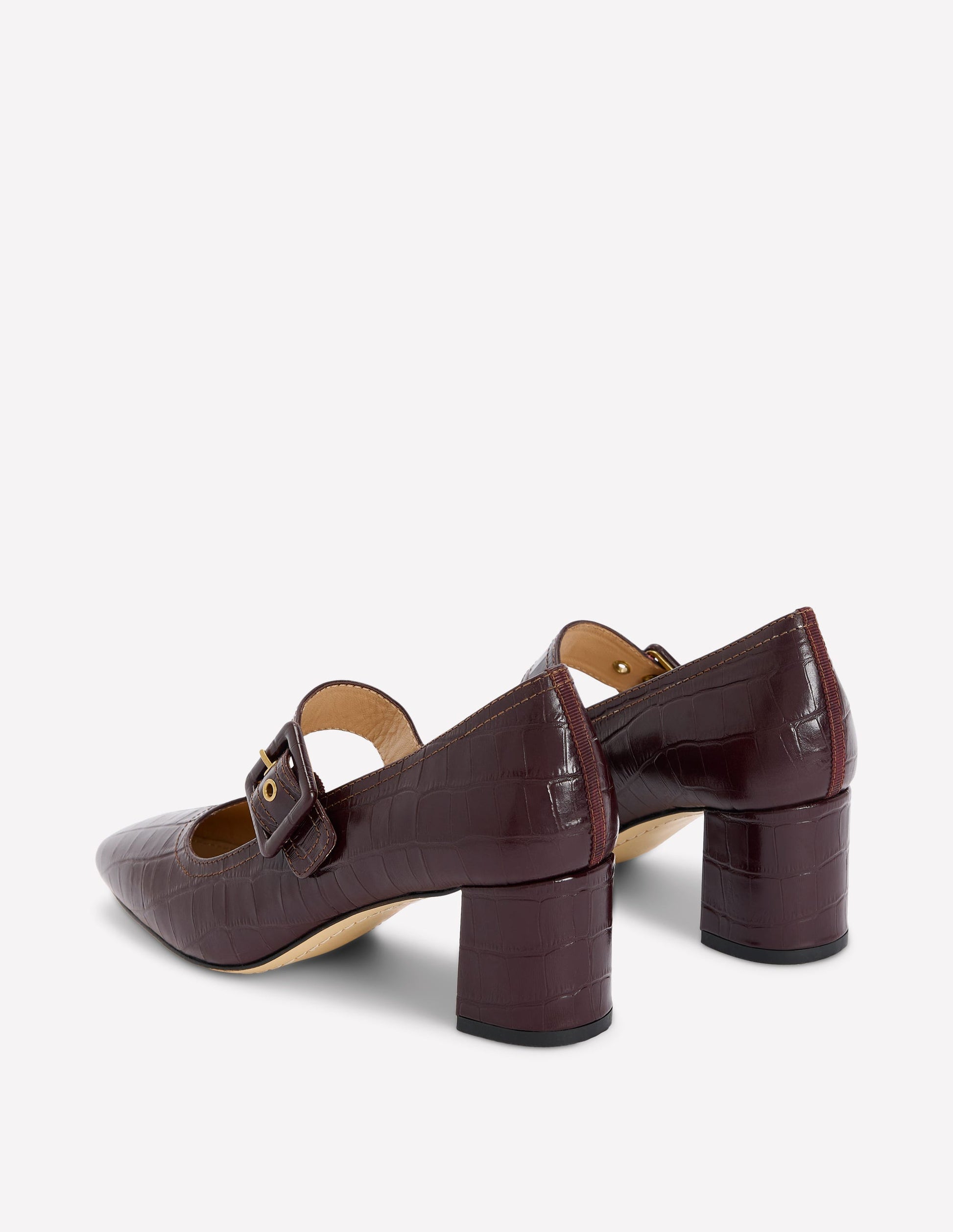 Buckle Strap Block Heels-Oxblood-5