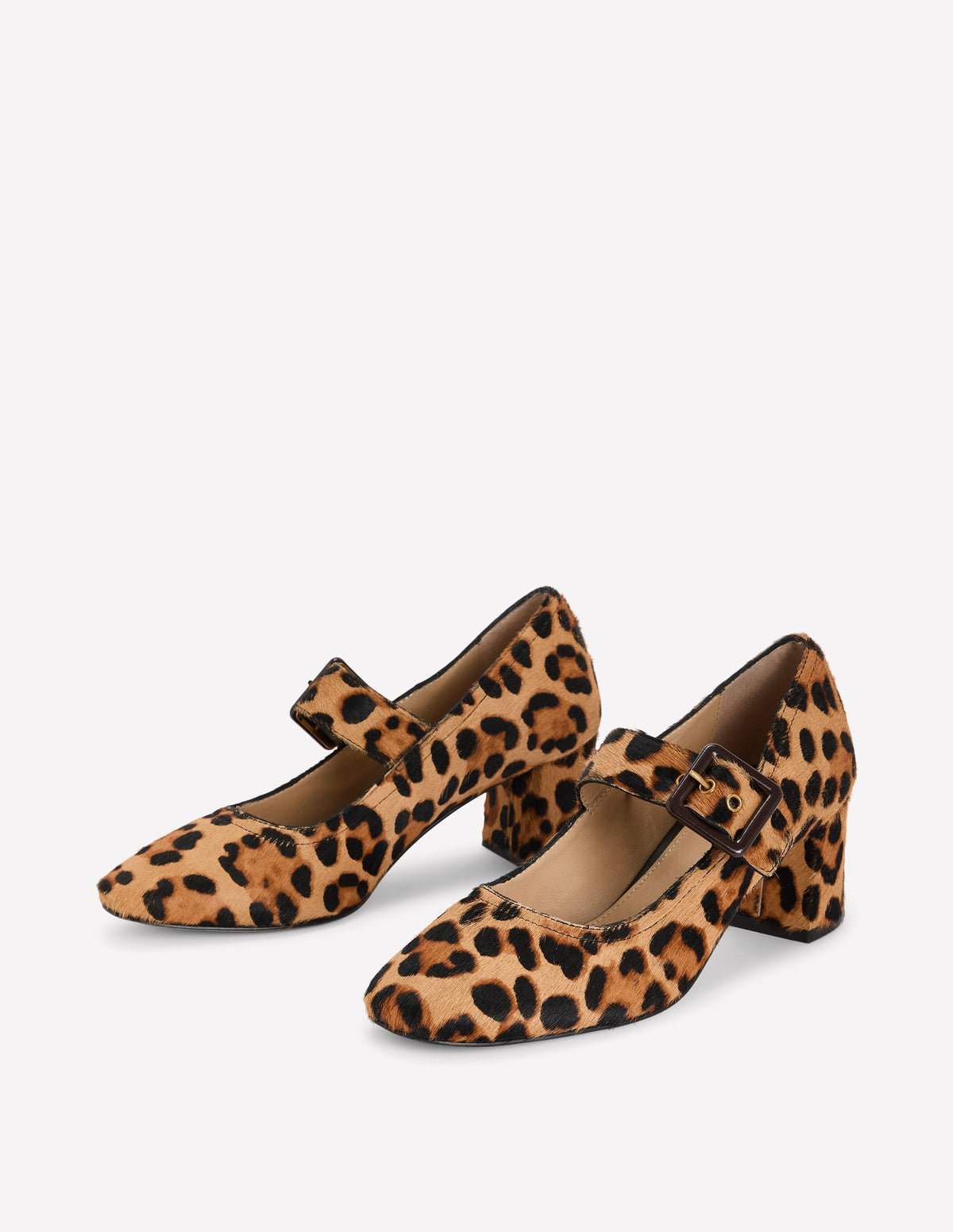 Buckle Strap Block Heels-Classic Leopard-3