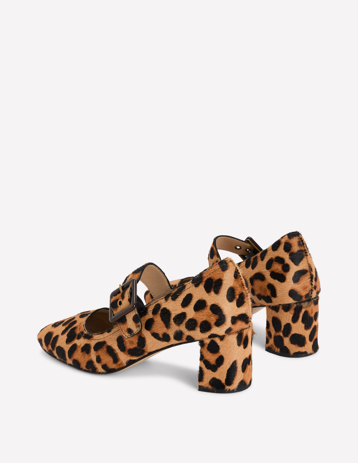 Buckle Strap Block Heels-Classic Leopard-5
