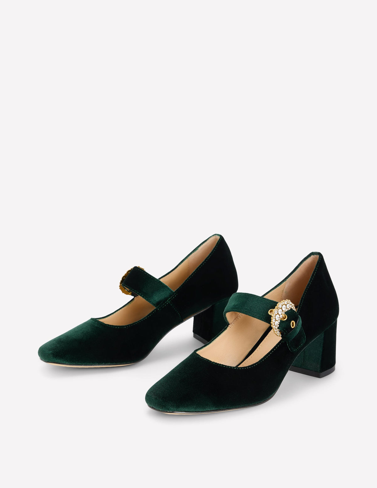 Buckle Strap Block Heels-Scarab Green - Image 3