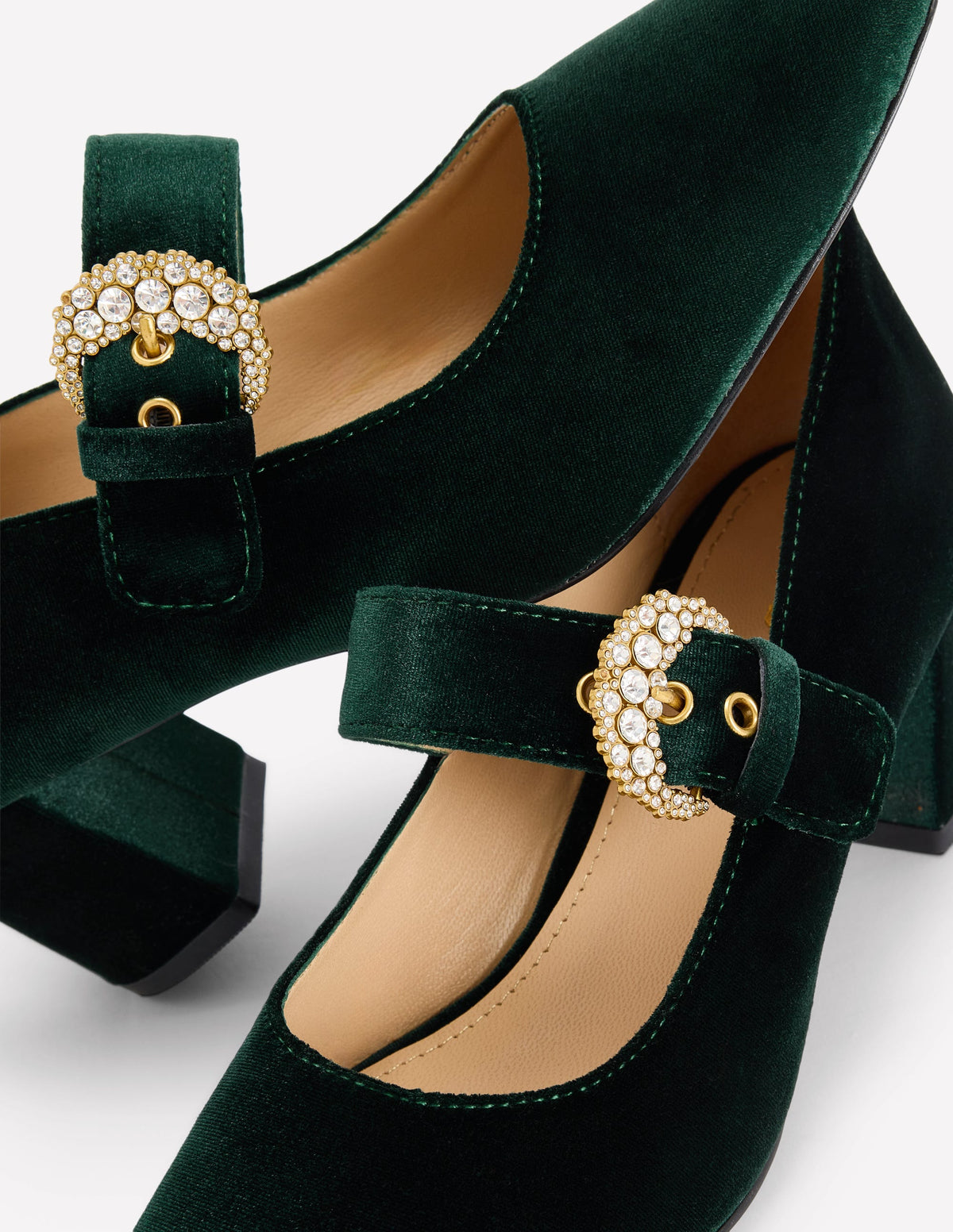 Buckle Strap Block Heels-Scarab Green - Image 4