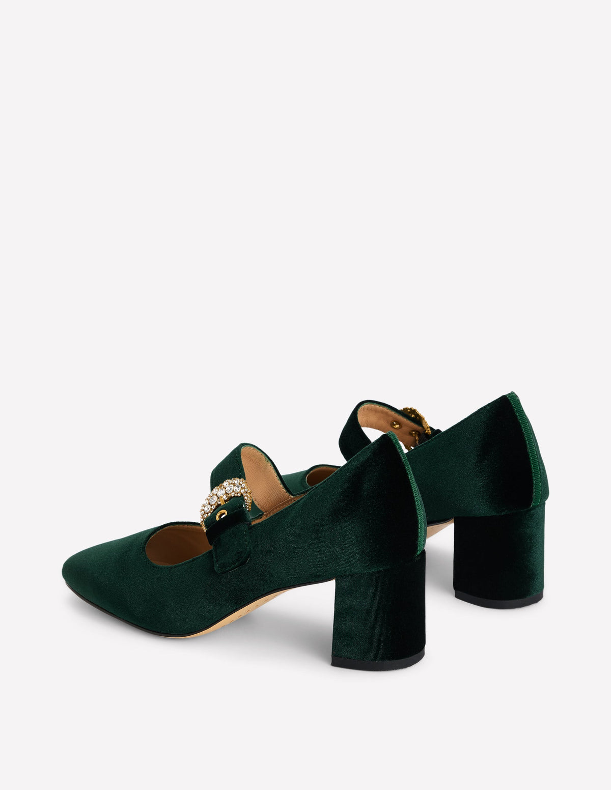 Buckle Strap Block Heels-Scarab Green-5