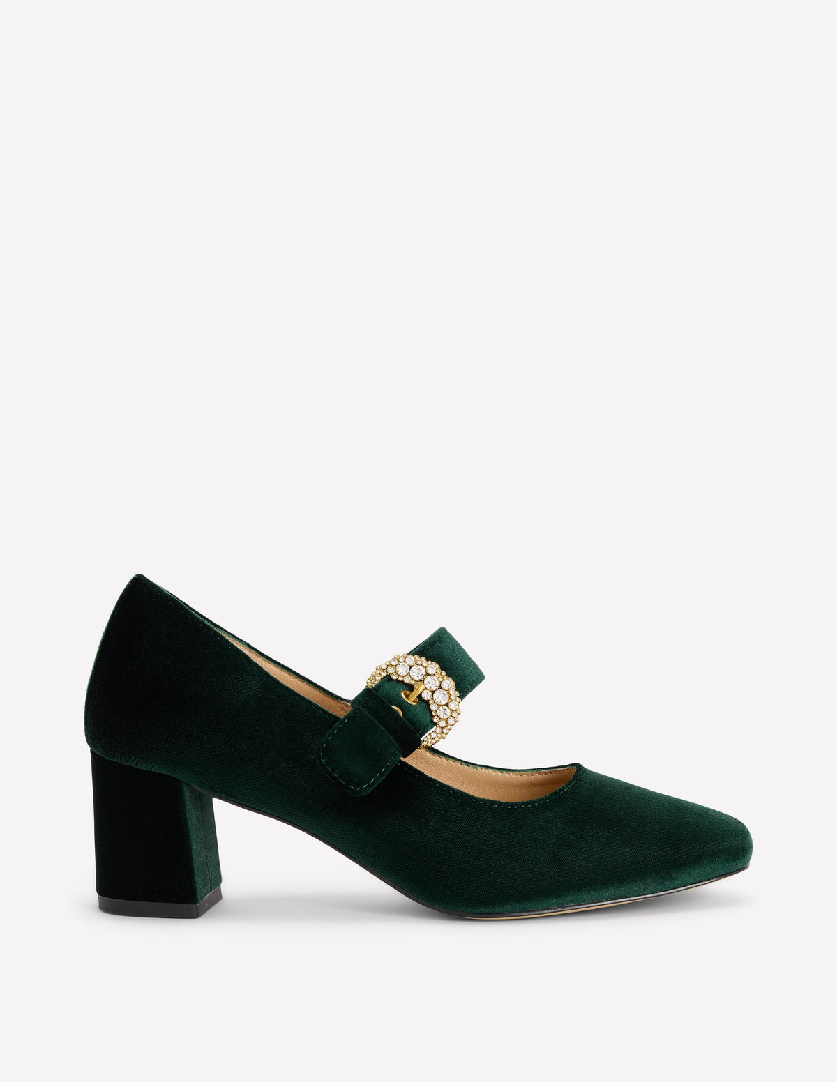 Buckle Strap Block Heels-Scarab Green-1