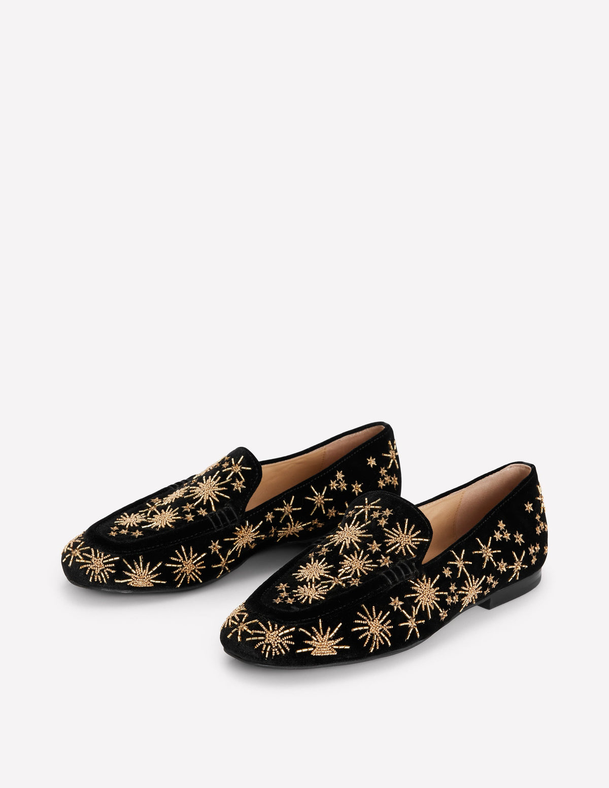 Dinah Embellished Loafers-Black, Gold Stars-3