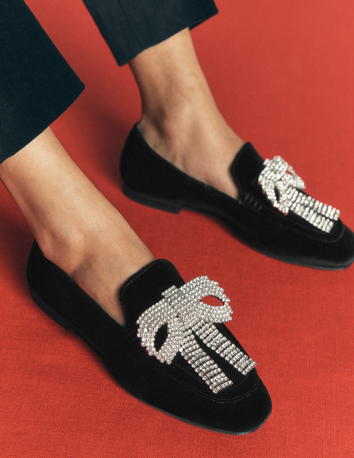 Dinah Embellished Loafers-Black, Sparkle Bows - Image 2