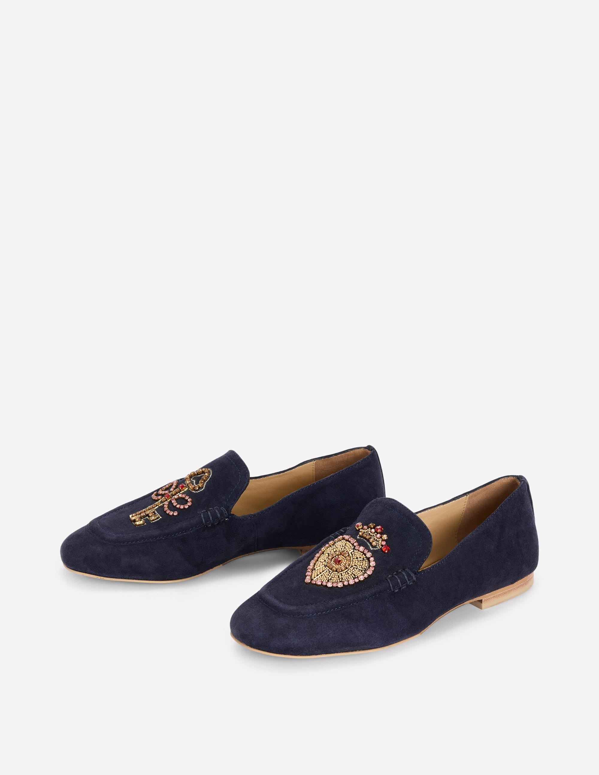 Dinah Embellished Loafers-Navy Heart and Key - Image 3