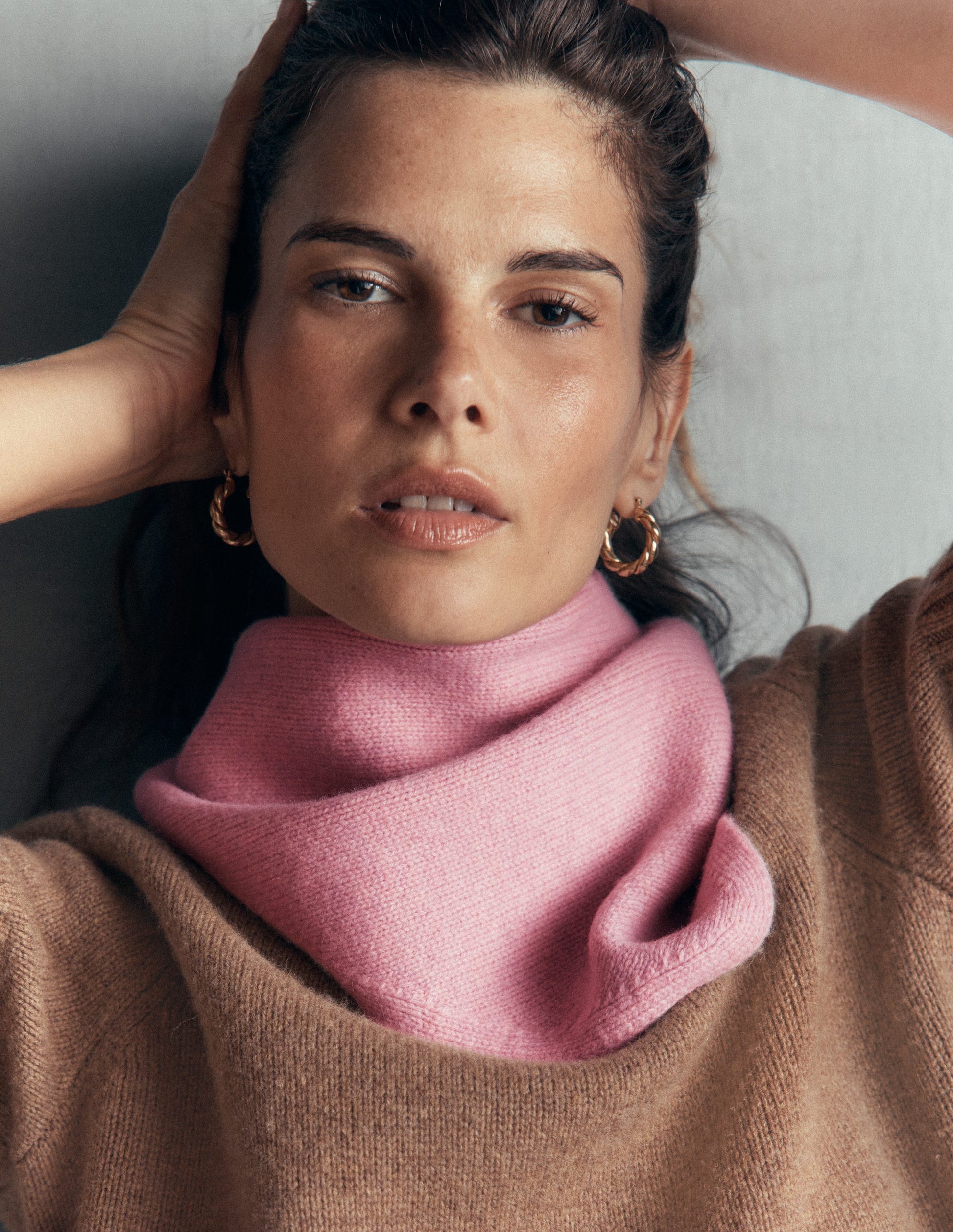 Merino Knitted Neckerchief-Blush Pink-3