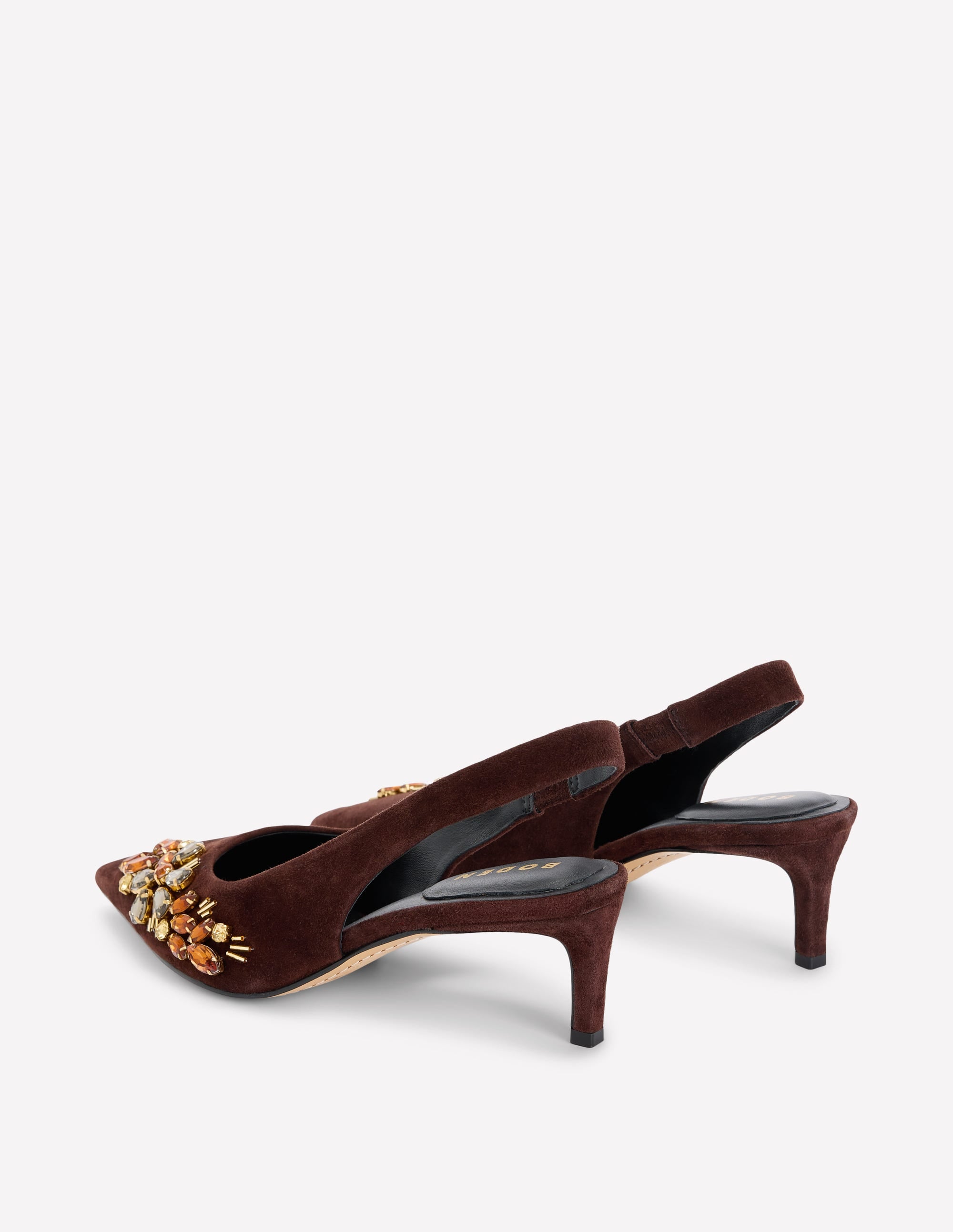 Hope Pointed Slingback Heels-Bitter Choc Embellished - Image 6