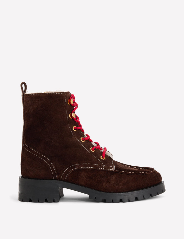 Cosy Lace Up Boots-Bitter Chocolate