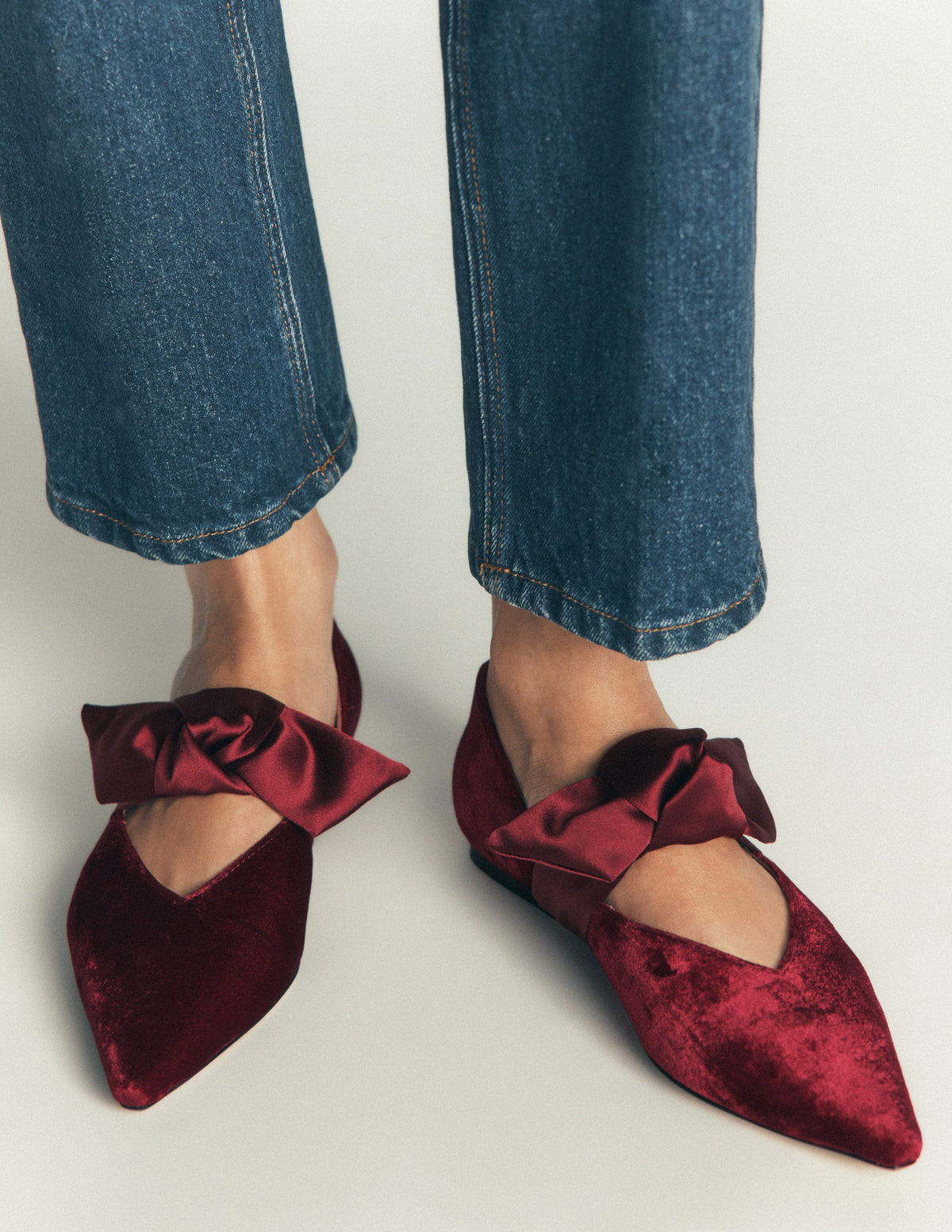 Bow Two Part Flats-Dark Burgundy-2