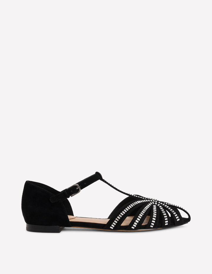 Embellished Cage Flats-Black