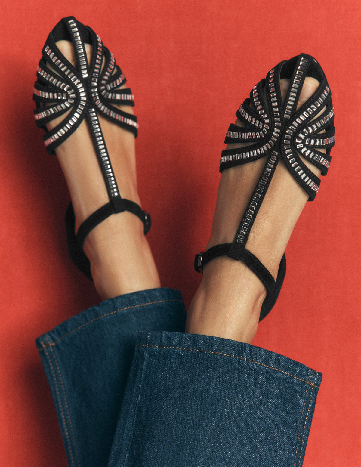 Embellished Cage Flats-Black-2