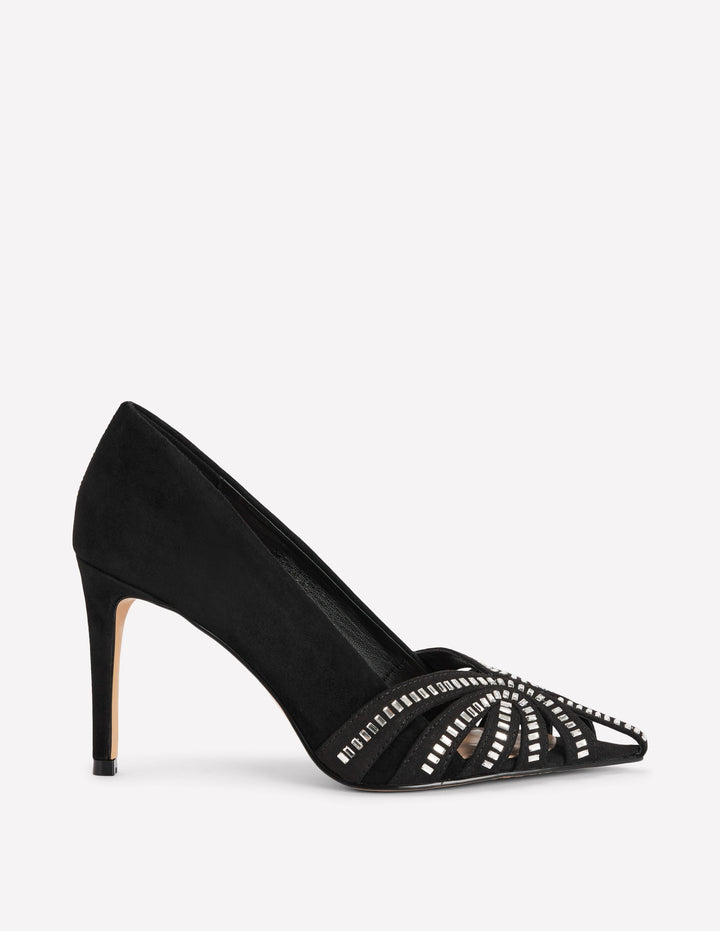 Caged Court Shoes-Black