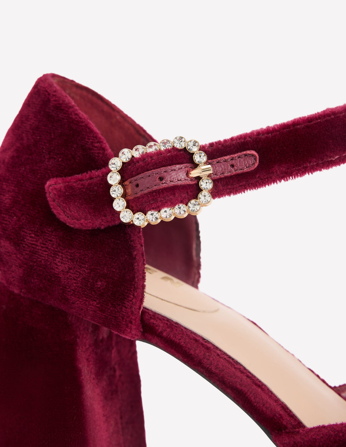 Jewelled Buckle Platform Heels-Dark Cherry - Image 4