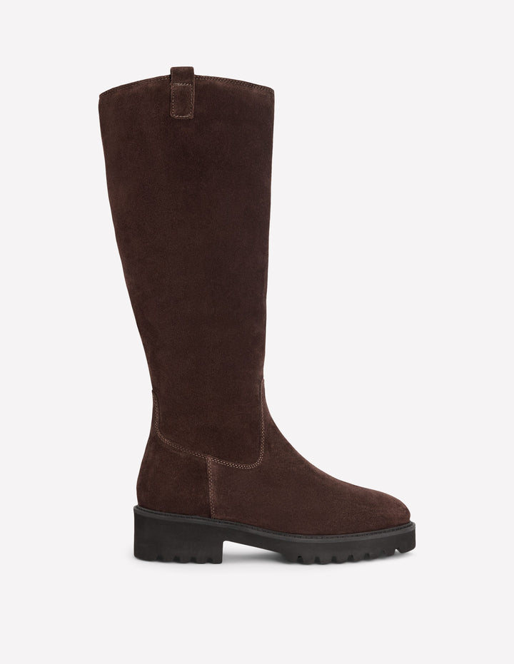 Chunky Knee Boots-Bitter Chocolate