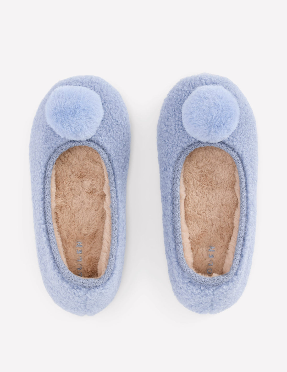 Borg Pompom Slippers-Blue - Image 5
