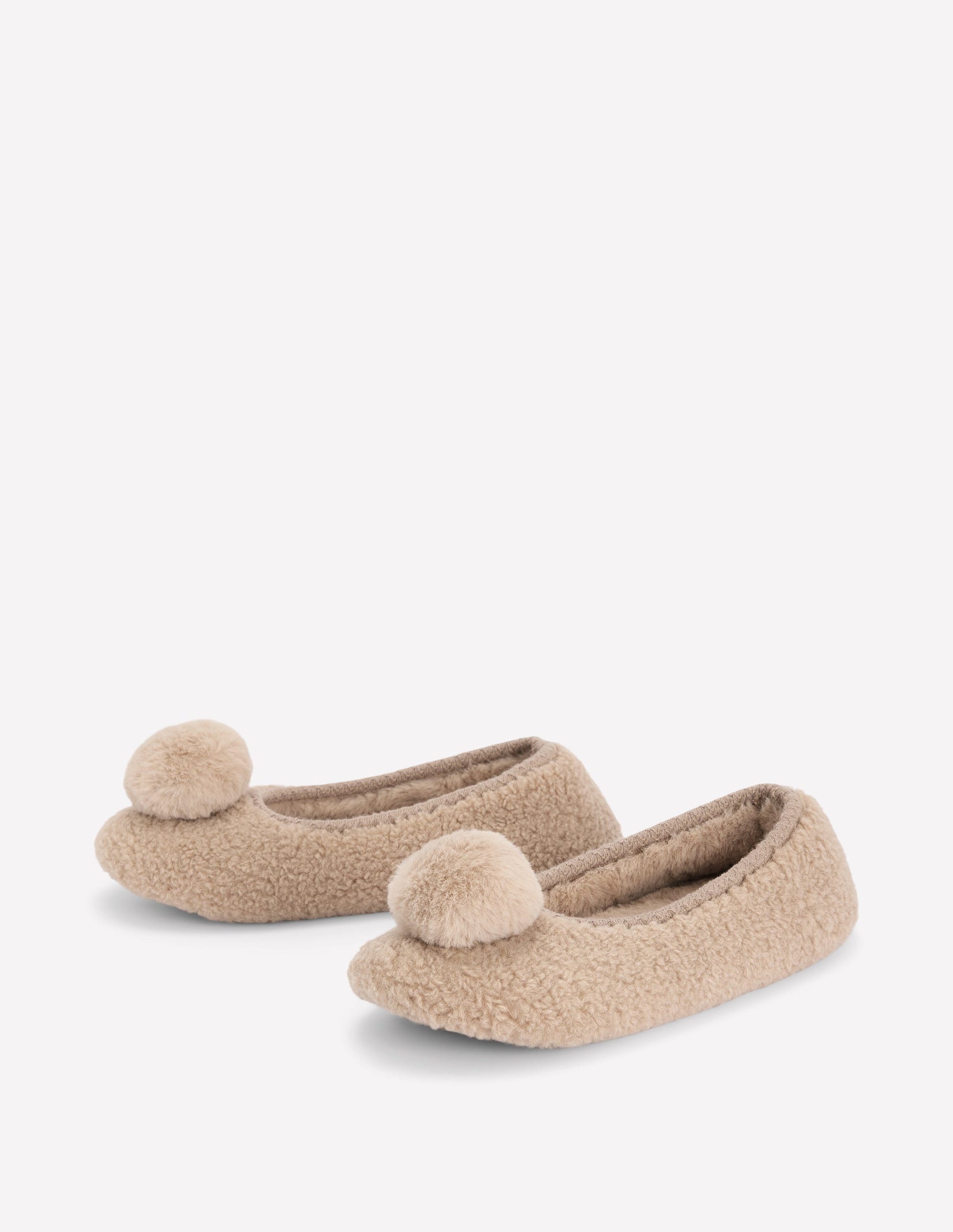 Borg Pompom Slippers-Natural-3