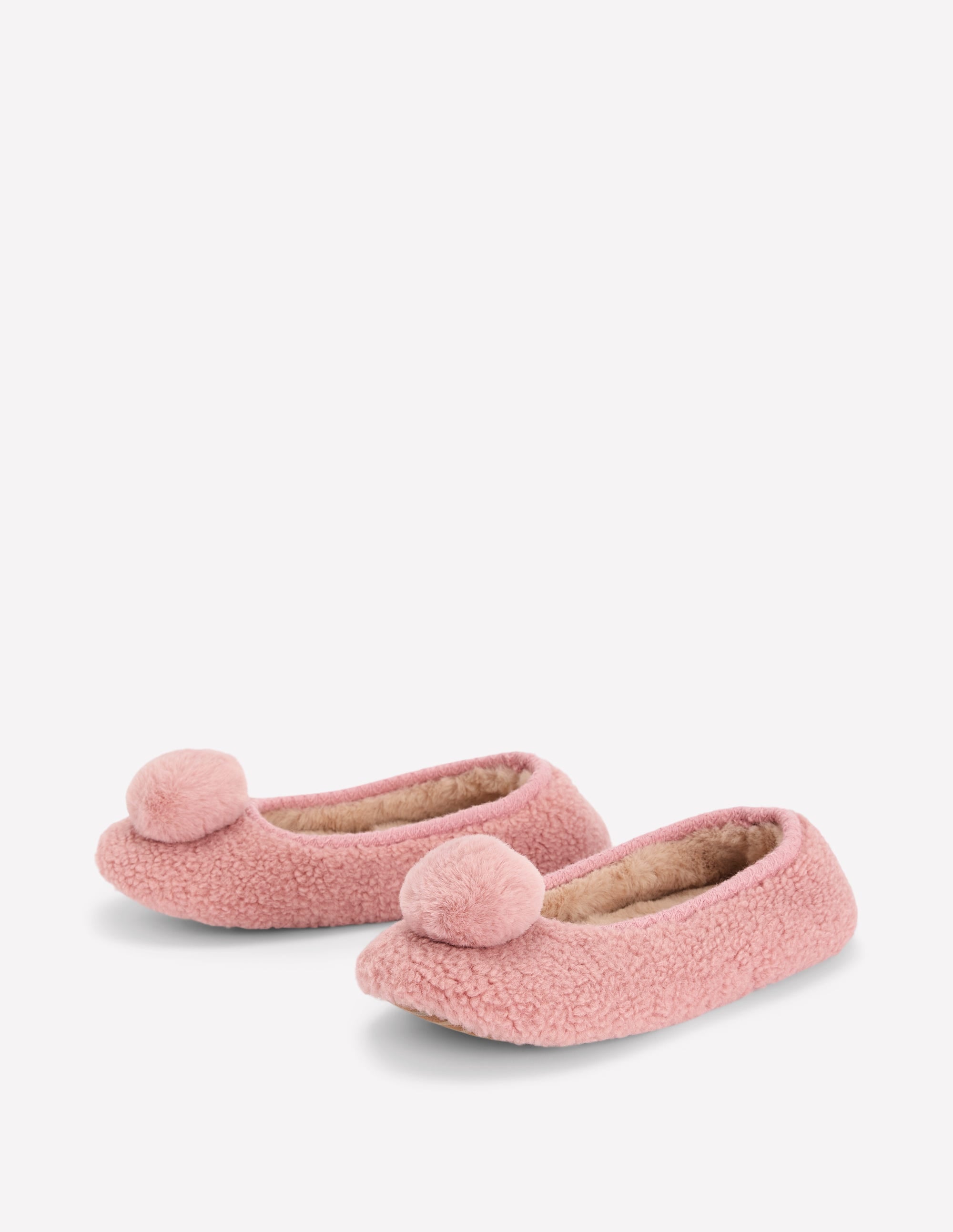 Borg Pompom Slippers-Pink - Image 3