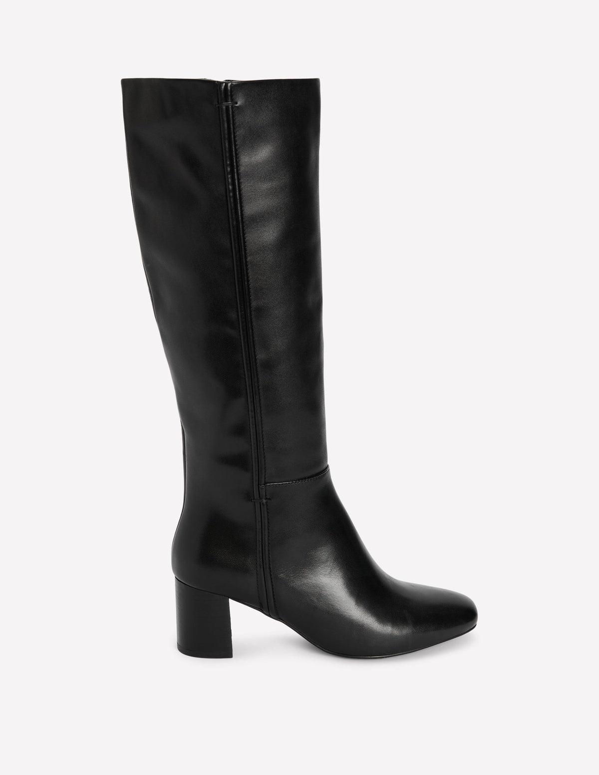 Seam Detail Knee Boots-Black-1
