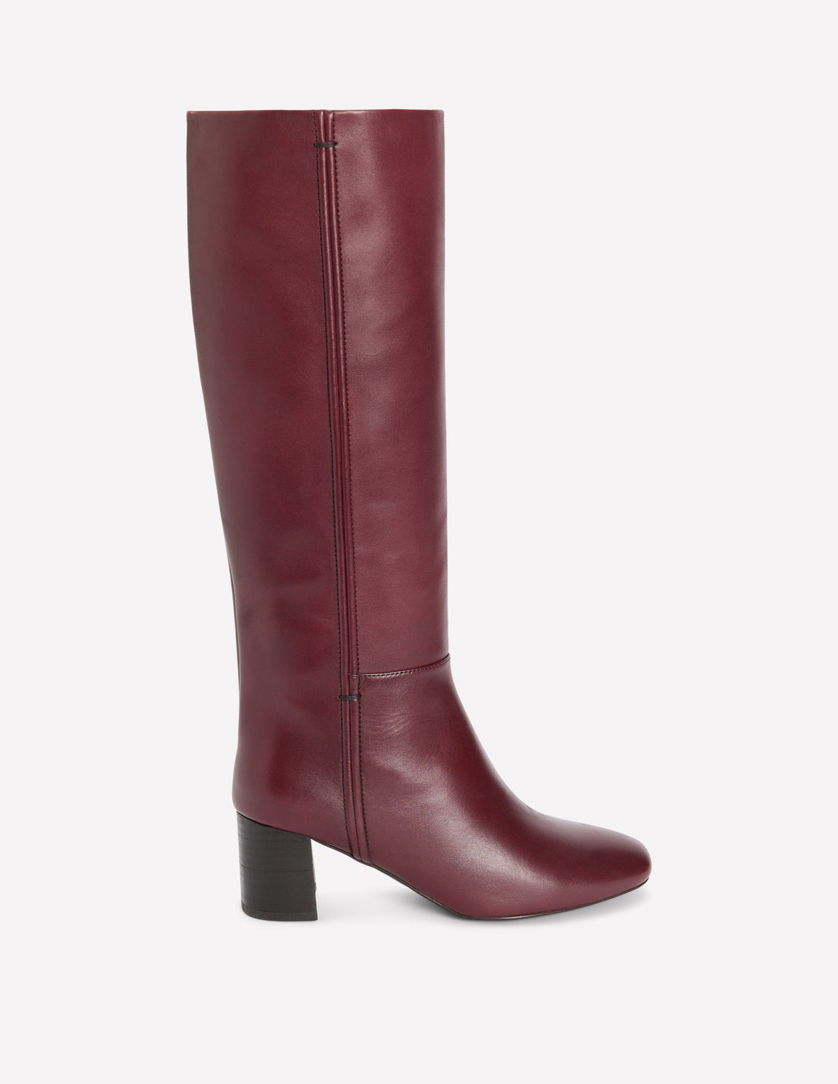 Seam Detail Knee Boots-Dark Burgundy - Image 1