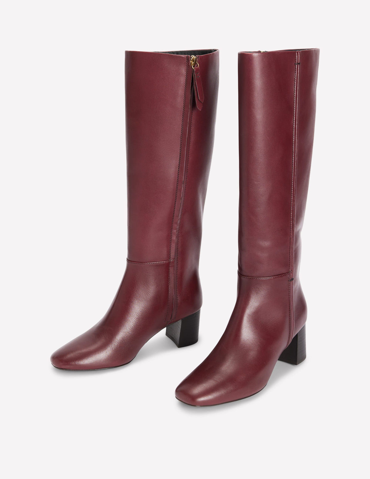 Seam Detail Knee Boots-Dark Burgundy - Image 3