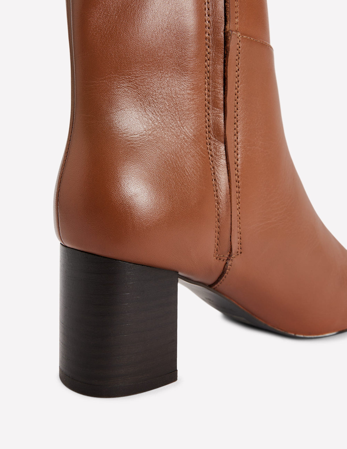 Seam Detail Knee Boots-Tan Leather-4
