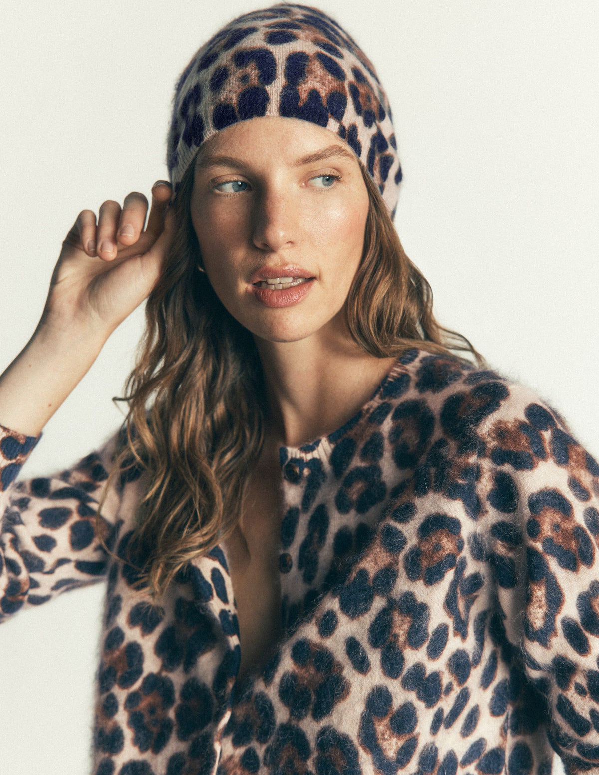 Brushed Cashmere Beanie-Leopard - Image 2